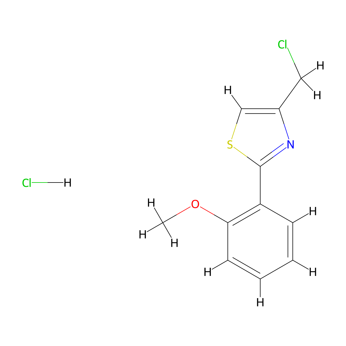 4-(Chloromethyl)-2-(2-methoxyphenyl)-1,3-thiazole hydrochloride molecular structure, CAS 1052546-27-6