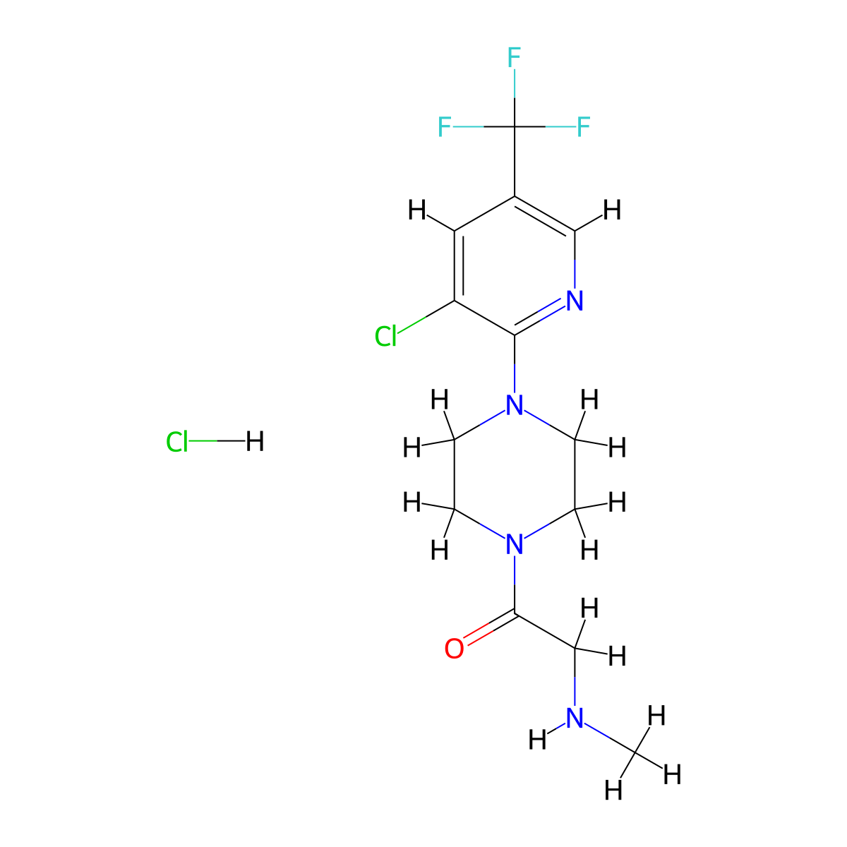 1-{4-[3-Chloro-5-(trifluoromethyl)pyridin-2-yl]piperazin-1-yl}-2-(methylamino)ethan-1-one hydrochloride molecular structure, CAS 1052546-32-3