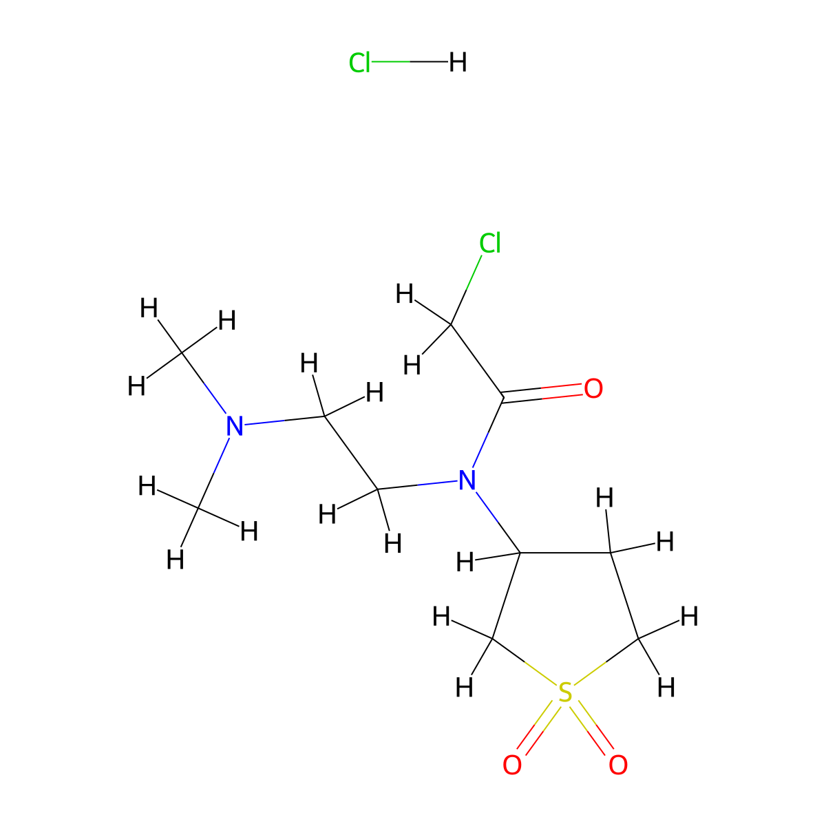 2-Chloro-N-(2-(dimethylamino)ethyl)-N-(1,1-dioxidotetrahydrothiophen-3-yl)acetamide hydrochloride molecular structure, CAS 1052546-46-9