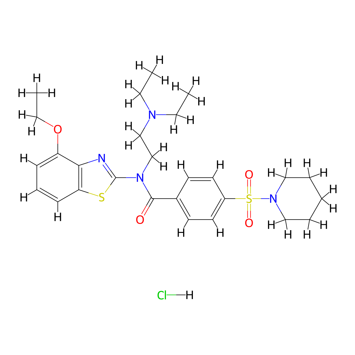 N-(2-(diethylamino)ethyl)-N-(4-ethoxybenzo[d]thiazol-2-yl)-4-(piperidin-1-ylsulfonyl)benzamide hydrochloride molecular structure, CAS 1052546-89-0