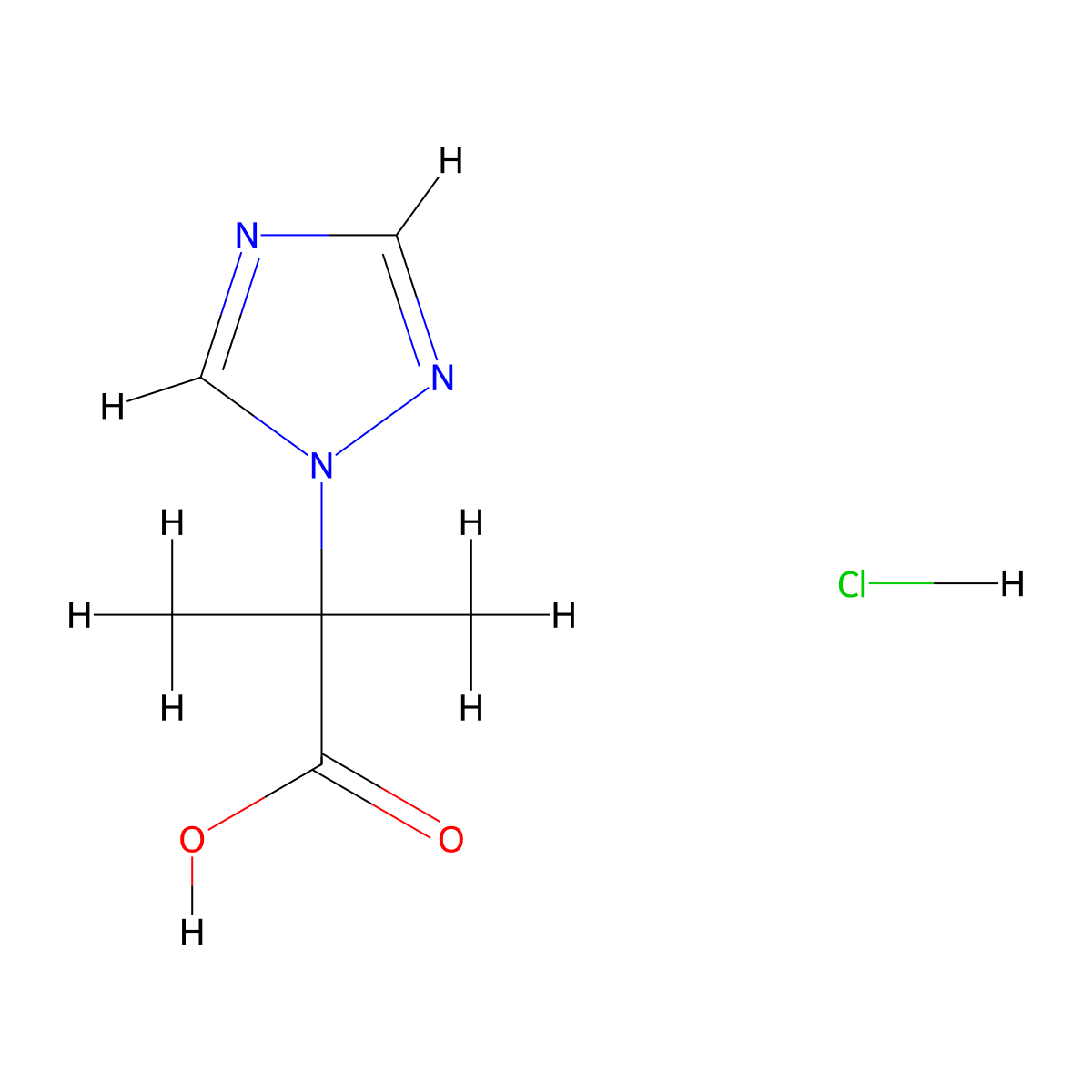 2-methyl-2-(1H-1,2,4-triazol-1-yl)propanoic acid hydrochloride molecular structure, CAS 1052547-17-7