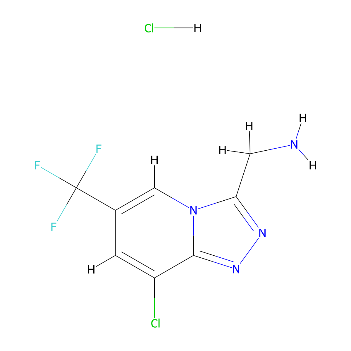 [8-Chloro-6-(trifluoromethyl)-[1,2,4]triazolo[4,3-a]pyridin-3-yl]methanamine hydrochloride molecular structure, CAS 1052547-28-0