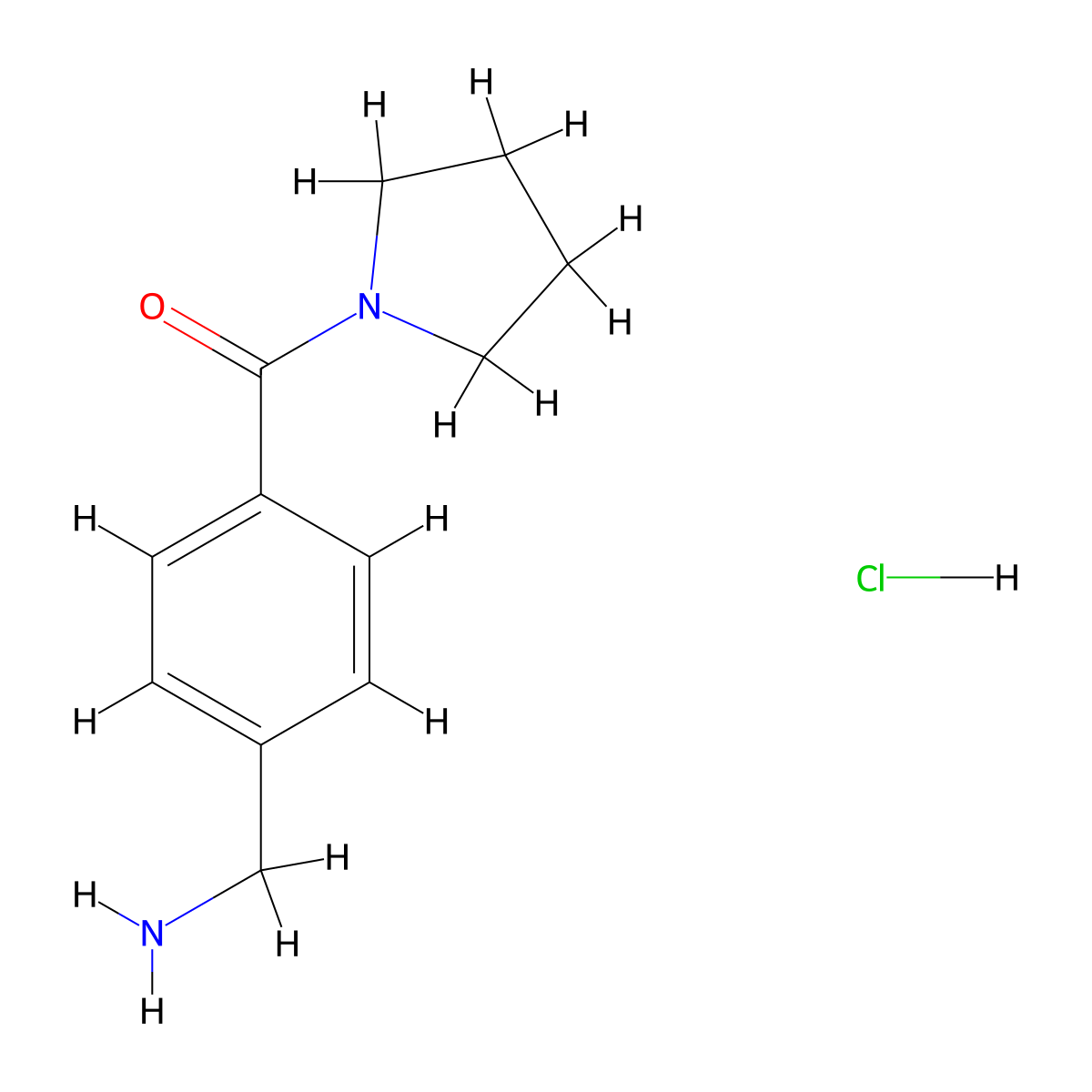 1-[4-(Pyrrolidin-1-ylcarbonyl)phenyl]methanamine hydrochloride molecular structure, CAS 1052547-44-0