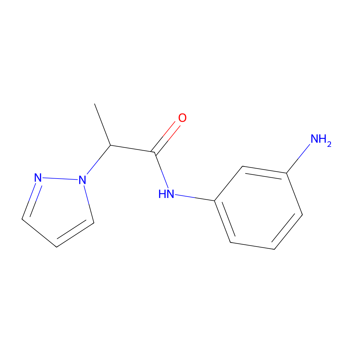 N-(3-aminophenyl)-2-(1H-pyrazol-1-yl)propanamide molecular structure, CAS 1052547-60-0