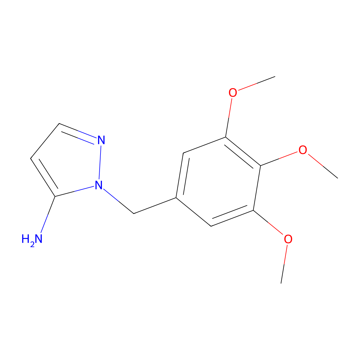 1-(3,4,5-trimethoxybenzyl)-1H-pyrazol-5-amine molecular structure, CAS 1052547-81-5