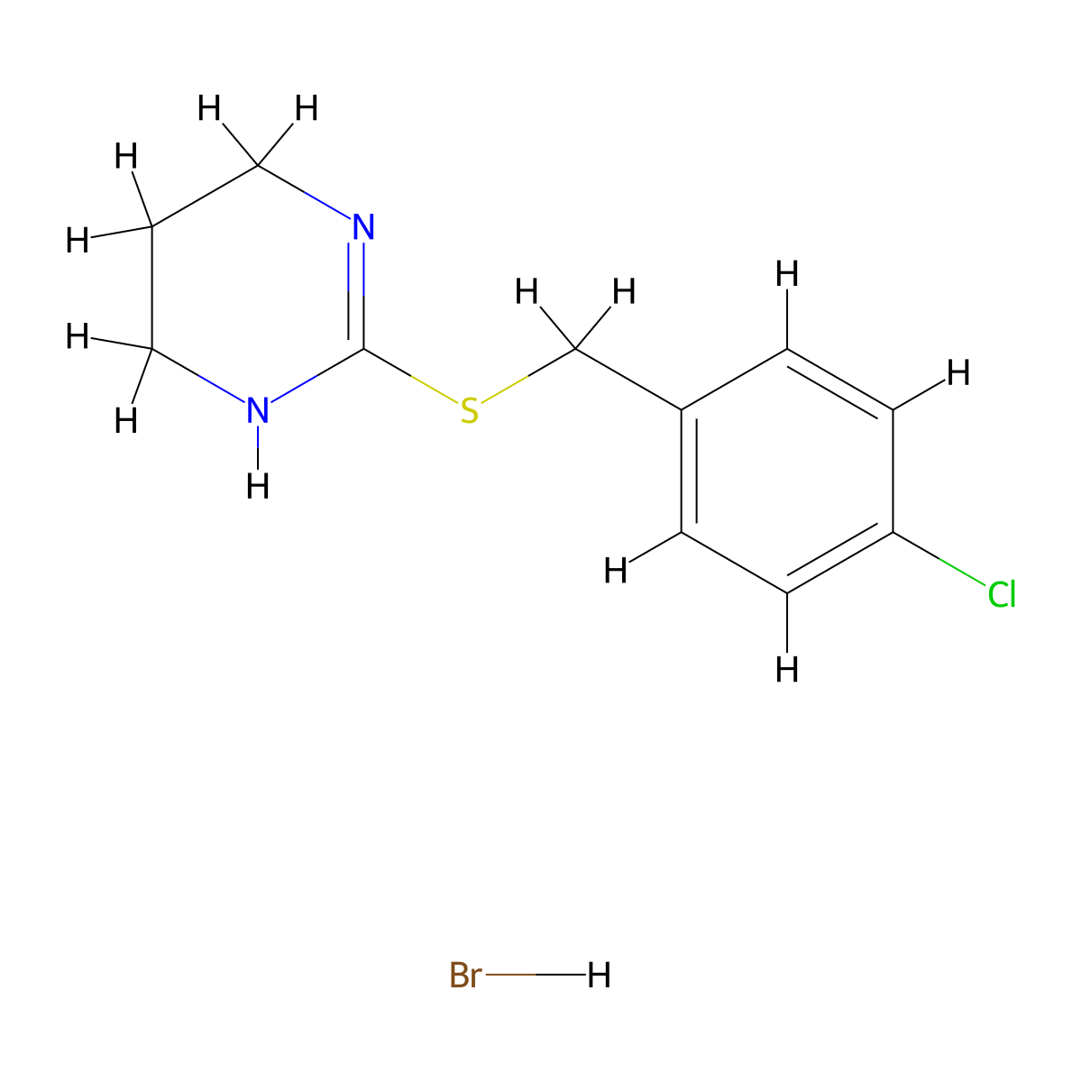 2-{[(4-Chlorophenyl)methyl]sulfanyl}-1,4,5,6-tetrahydropyrimidine hydrobromide molecular structure, CAS 1052548-16-9