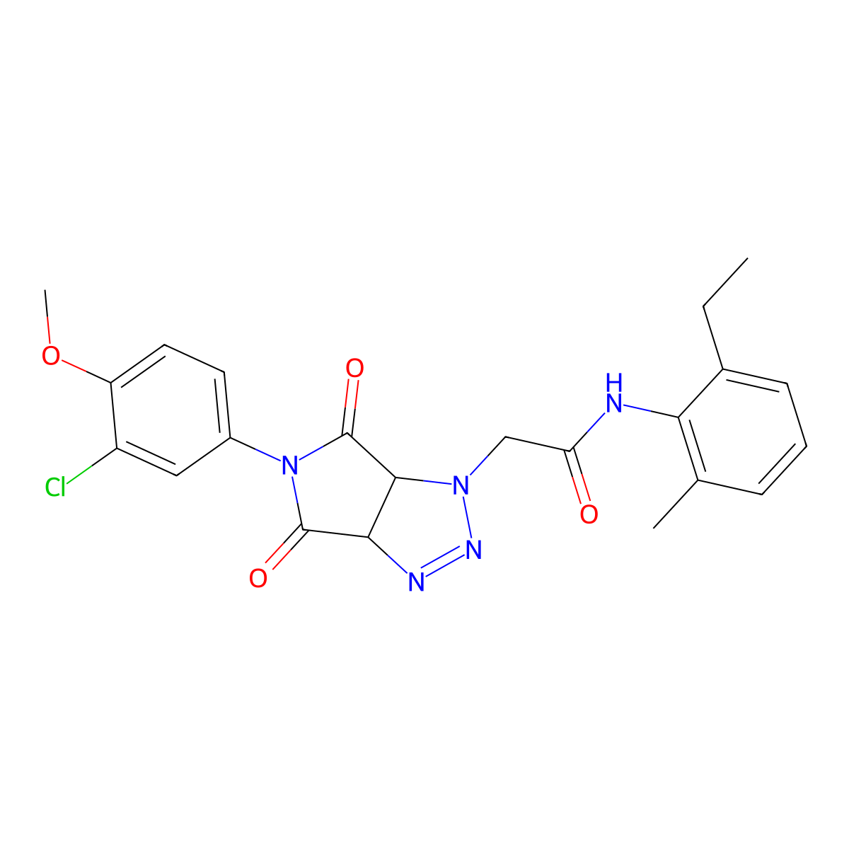 2-[5-(3-chloro-4-methoxyphenyl)-4,6-dioxo-4,5,6,6a-tetrahydropyrrolo[3,4-d][1,2,3]triazol-1(3aH)-yl]-N-(2-ethyl-6-methylphenyl)acetamide molecular structure, CAS 1052548-22-7