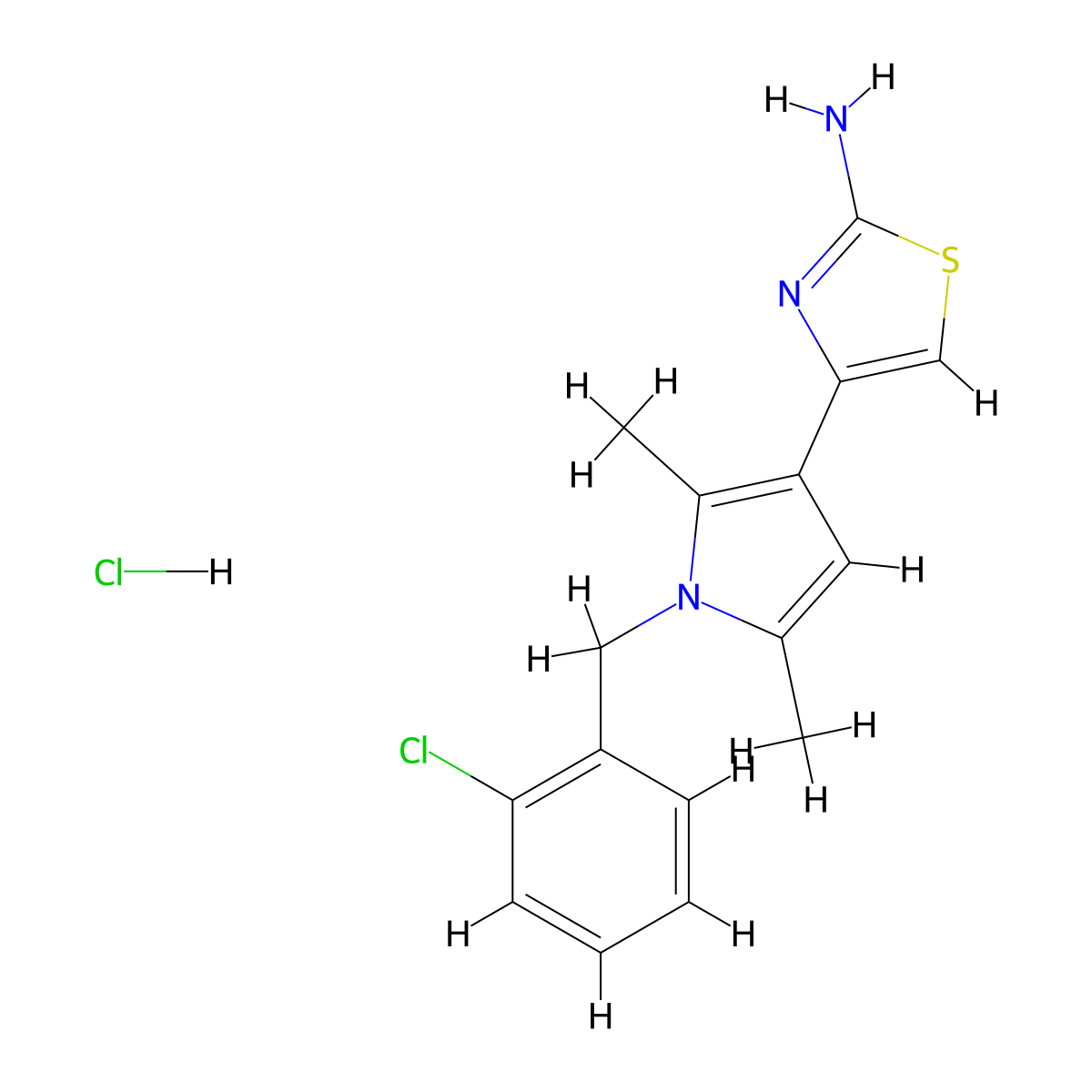 4-[1-(2-chlorobenzyl)-2,5-dimethyl-1H-pyrrol-3-yl]-1,3-thiazol-2-amine hydrochloride molecular structure, CAS 1052548-30-7