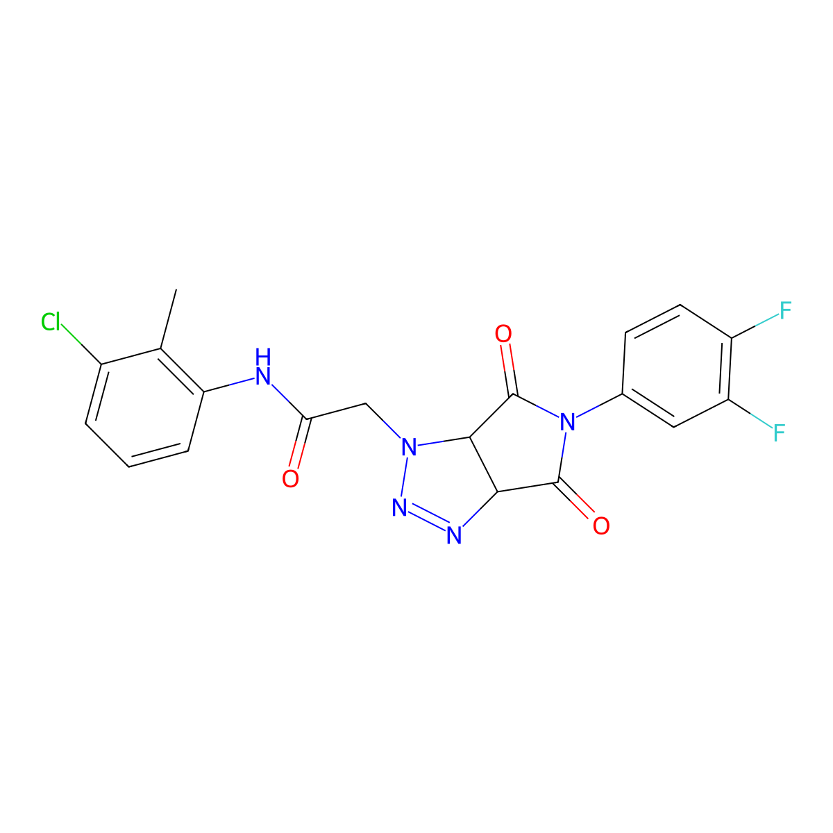 N-(3-chloro-2-methylphenyl)-2-[5-(3,4-difluorophenyl)-4,6-dioxo-4,5,6,6a-tetrahydropyrrolo[3,4-d][1,2,3]triazol-1(3aH)-yl]acetamide molecular structure, CAS 1052548-37-4
