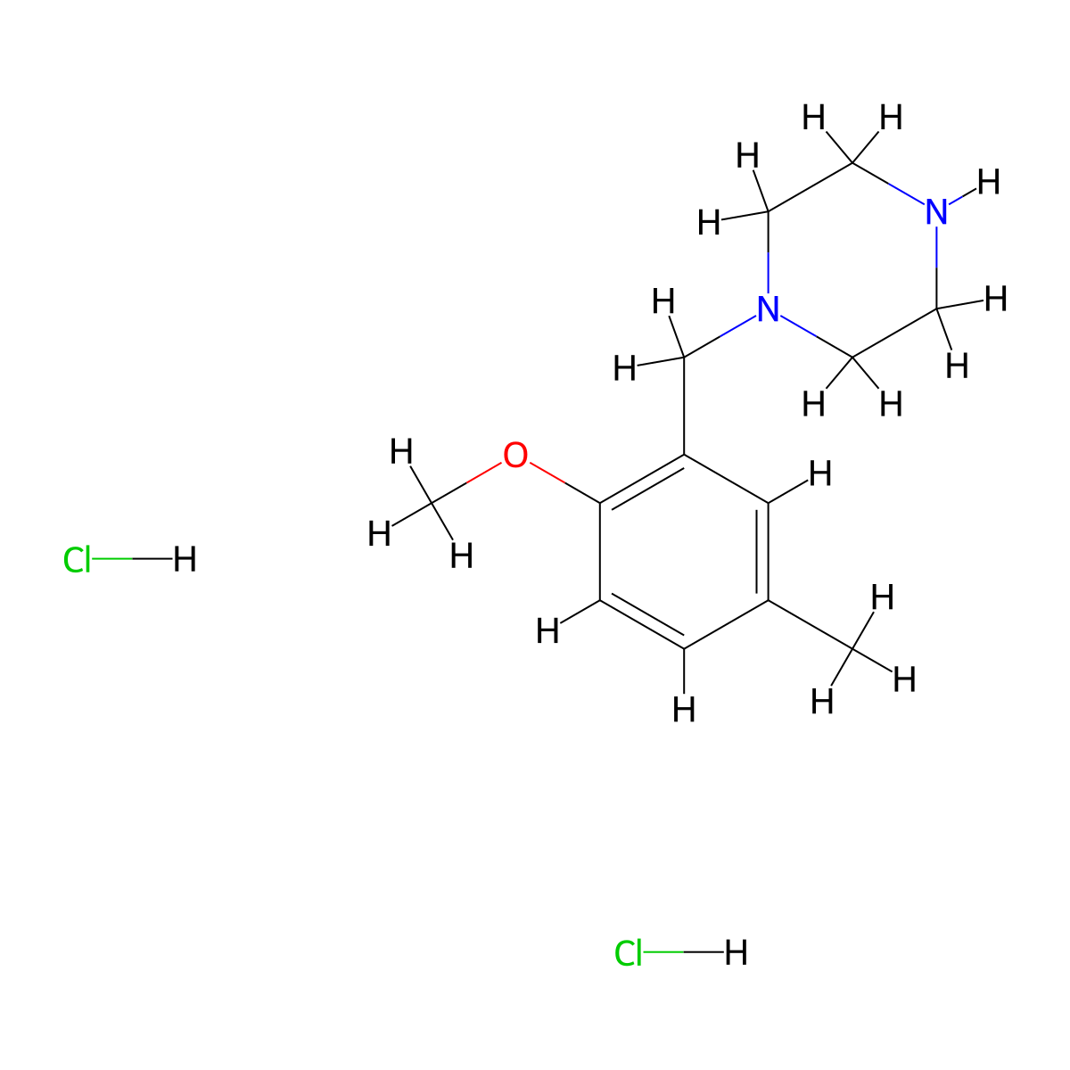 1-(2-Methoxy-5-methylbenzyl)piperazine dihydrochloride molecular structure, CAS 1052548-44-3