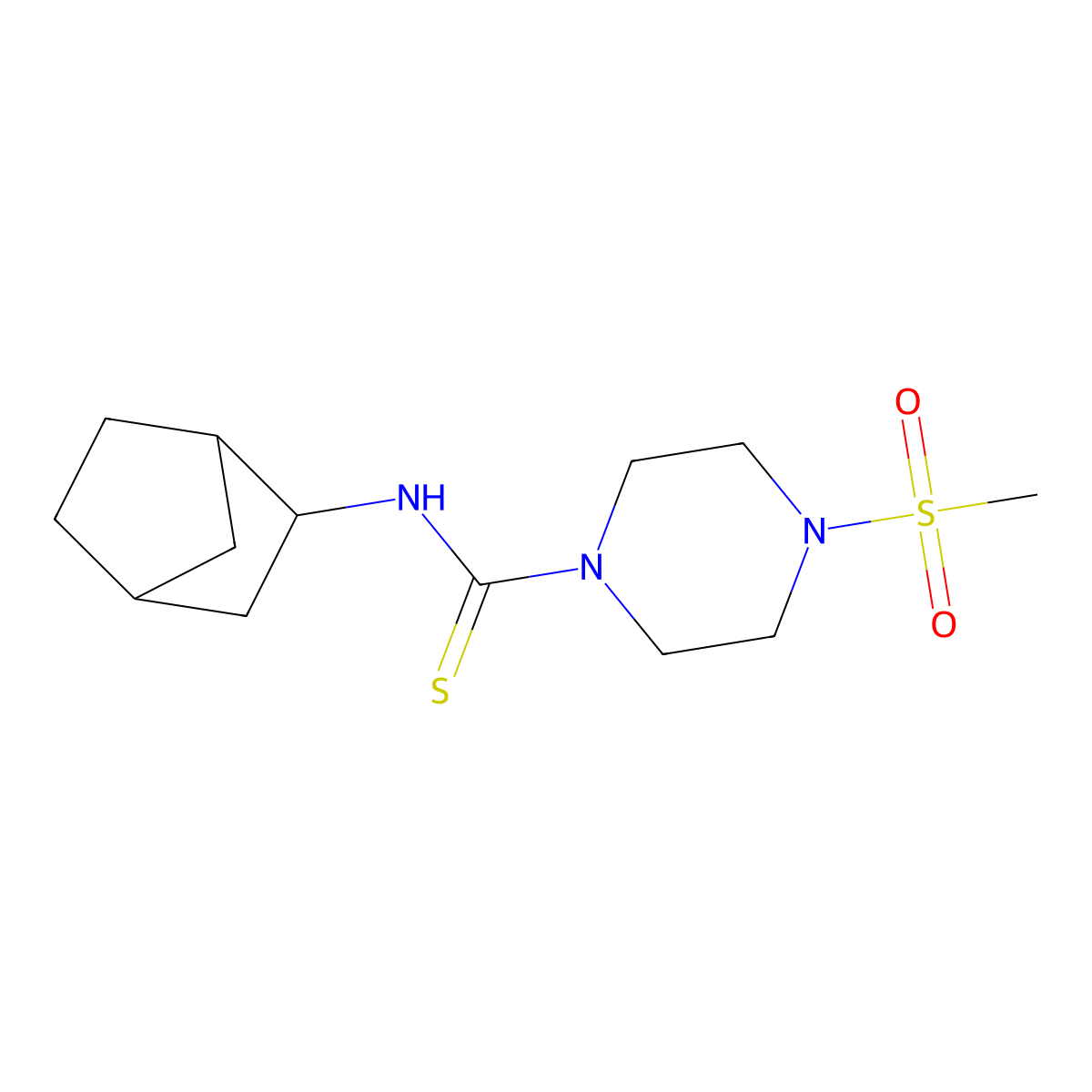 N-(bicyclo[2.2.1]hept-2-yl)-4-(methylsulfonyl)piperazine-1-carbothioamide molecular structure, CAS 1052548-81-8