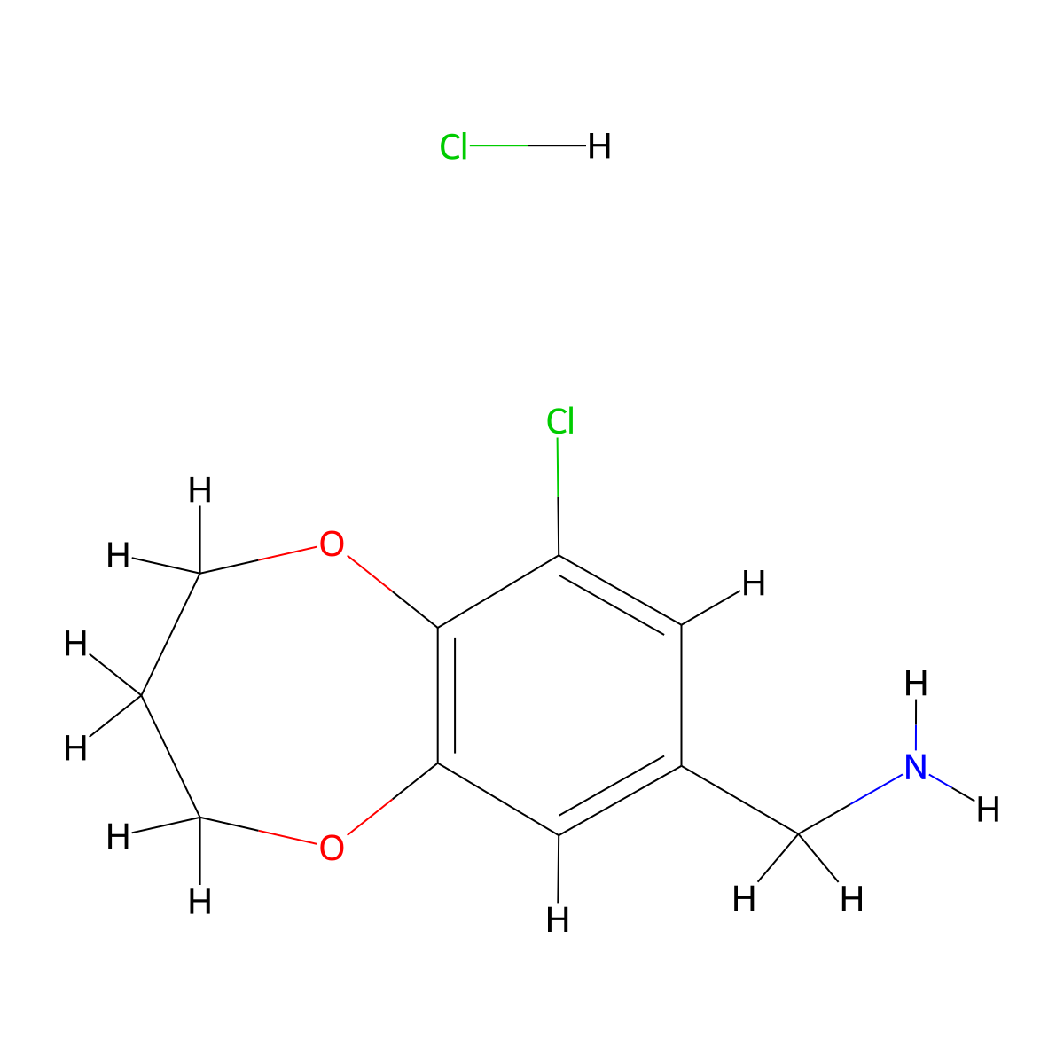 (9-chloro-3,4-dihydro-2H-1,5-benzodioxepin-7-yl)methanamine hydrochloride molecular structure, CAS 1052548-86-3