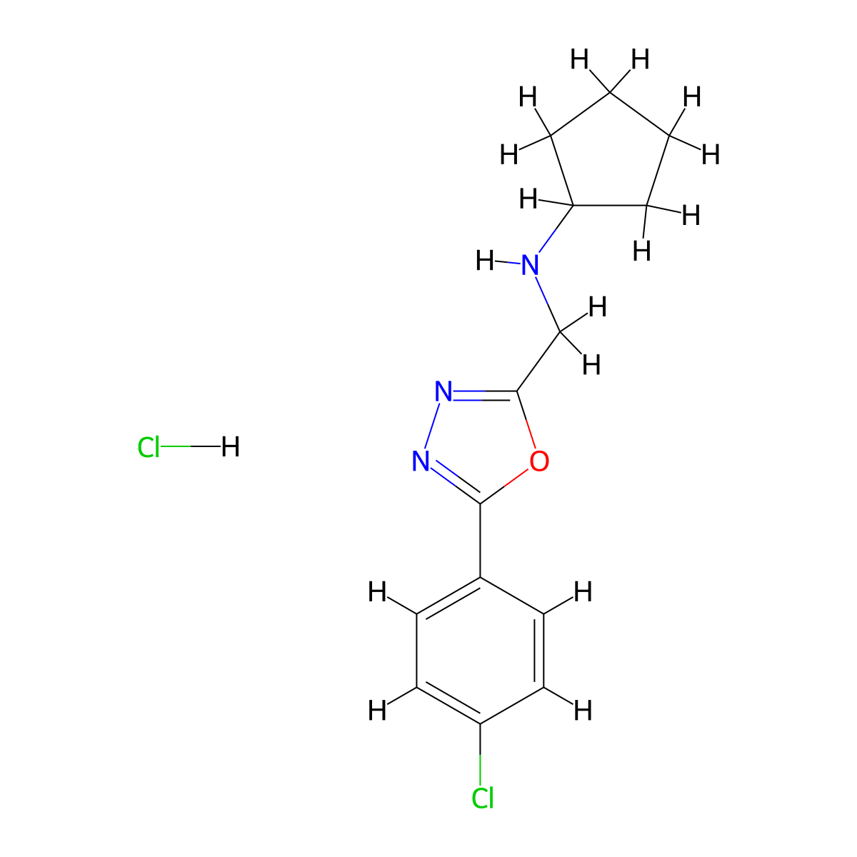 N-{[5-(4-chlorophenyl)-1,3,4-oxadiazol-2-yl]methyl}cyclopentanamine hydrochloride molecular structure, CAS 1052548-99-8