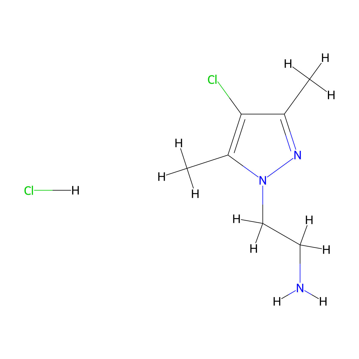 2-(4-Chloro-3,5-dimethyl-pyrazol-1-yl)-ethylamine hydrochloride molecular structure, CAS 1052549-05-9