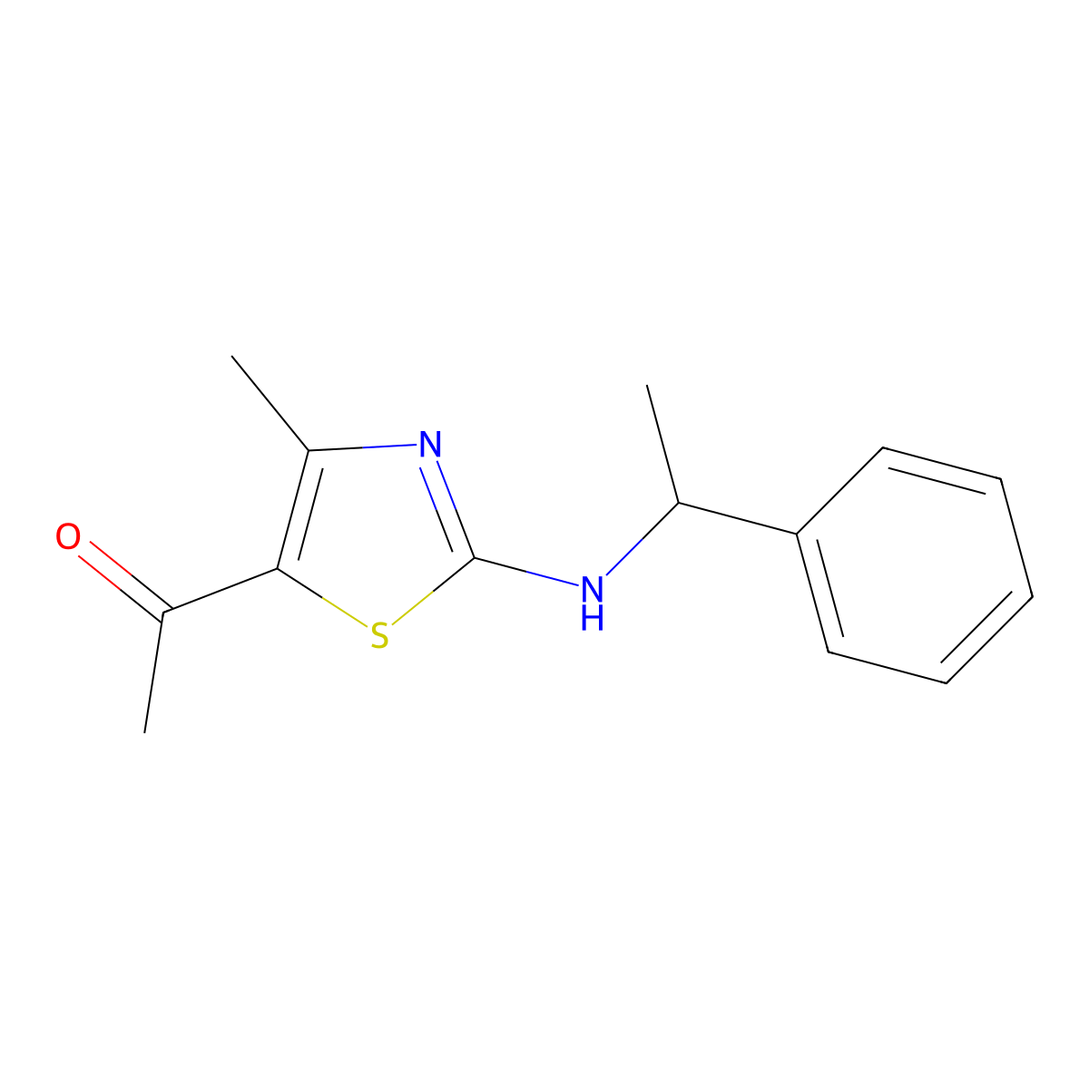 1-[4-Methyl-2-(1-phenylethylamino)-1,3-thiazol-5-yl]ethanone molecular structure, CAS 1052549-21-9