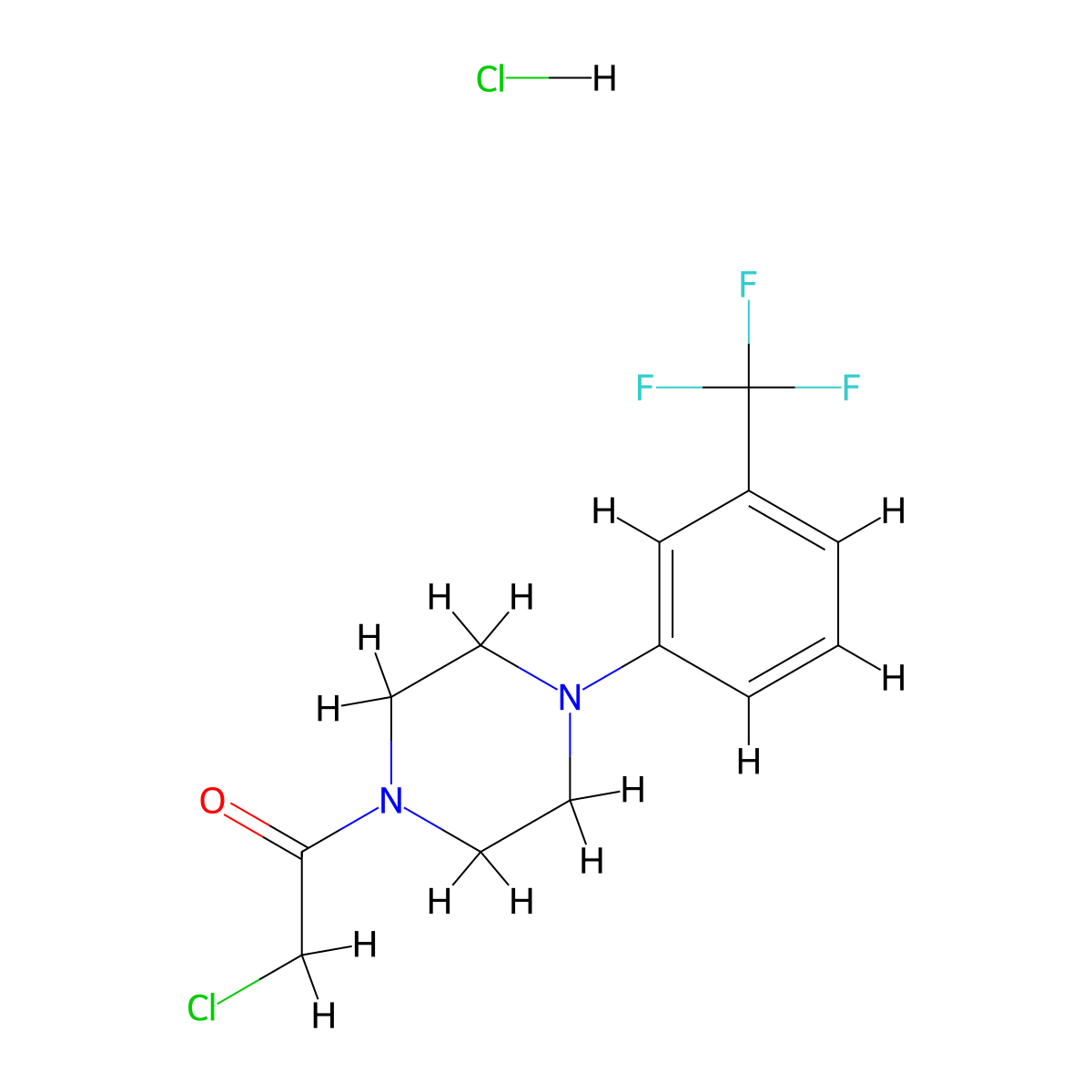 2-Chloro-1-{4-[3-(trifluoromethyl)phenyl]piperazin-1-yl}ethan-1-one hydrochloride molecular structure, CAS 1052549-24-2