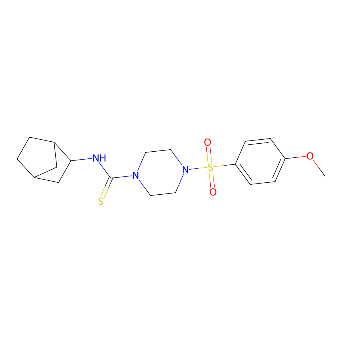 N-(bicyclo[2.2.1]hept-2-yl)-4-[(4-methoxyphenyl)sulfonyl]piperazine-1-carbothioamide molecular structure, CAS 1052549-36-6
