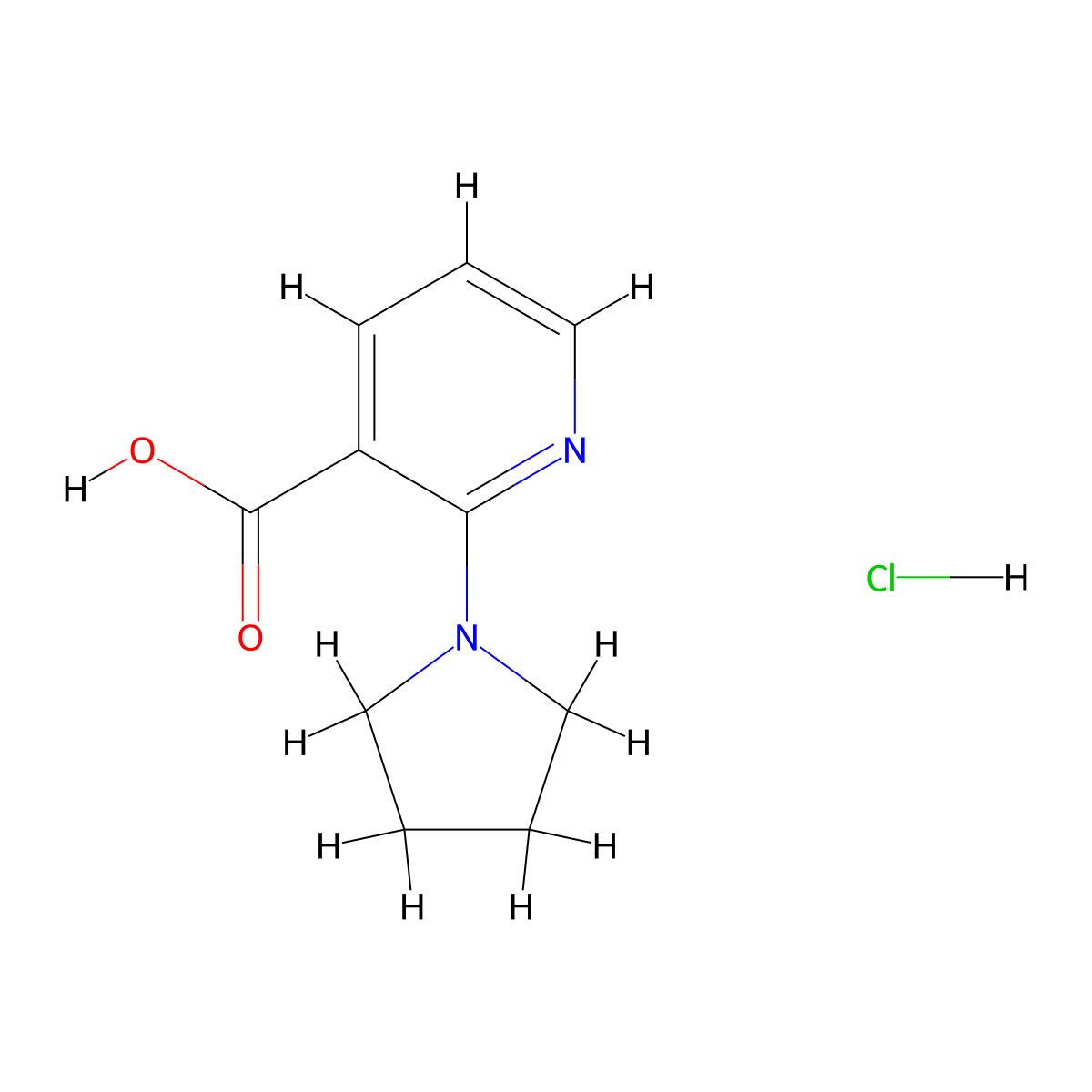 2-(Pyrrolidin-1-yl)pyridine-3-carboxylic acid hydrochloride molecular structure, CAS 1052549-87-7