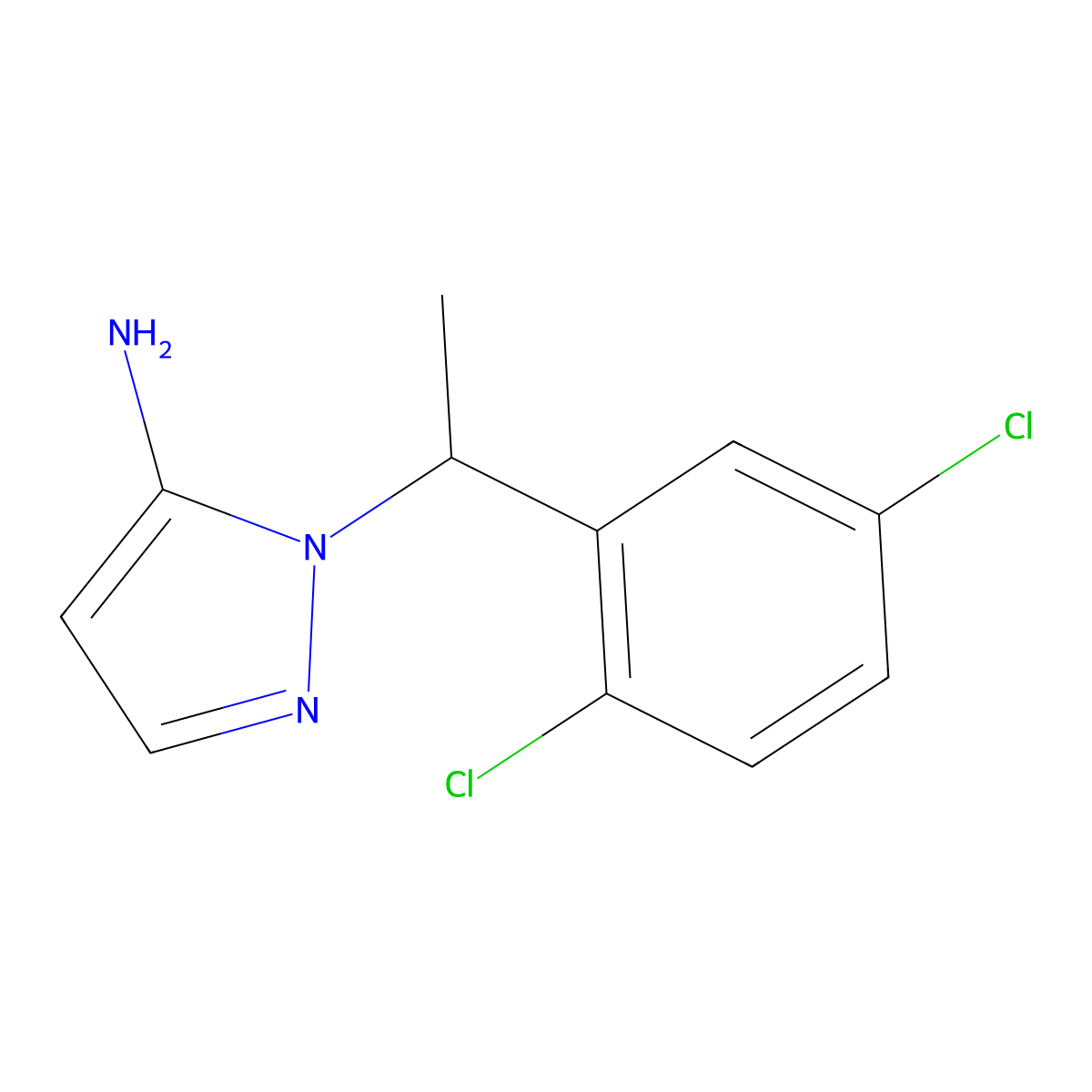 1-[1-(2,5-Dichlorophenyl)ethyl]-1H-pyrazol-5-amine molecular structure, CAS 1052549-97-9