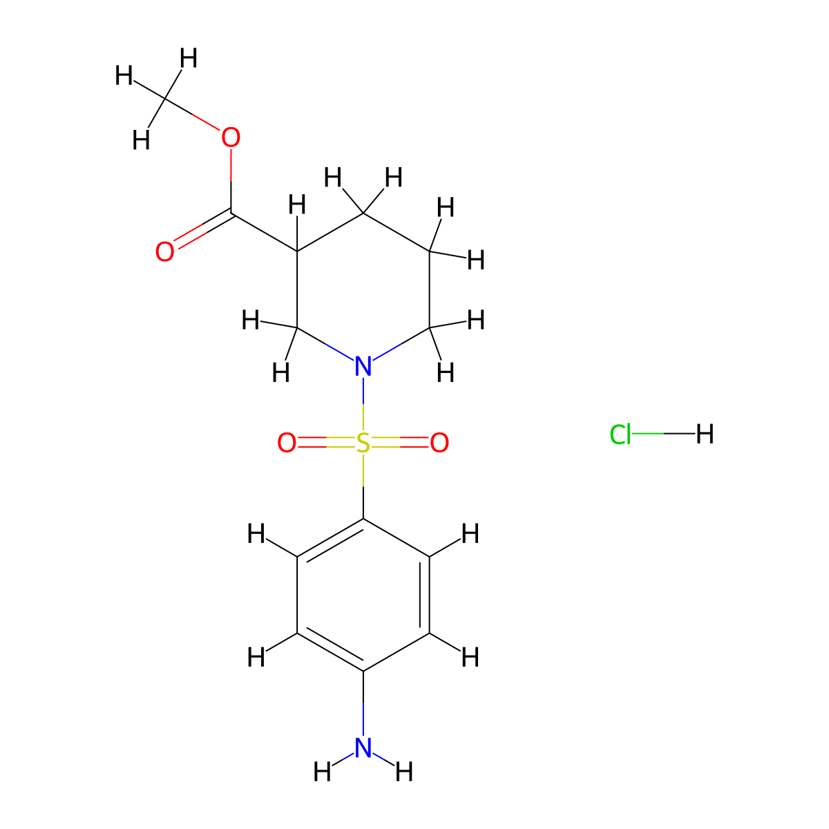 Methyl 1-[(4-aminophenyl)sulfonyl]piperidine-3-carboxylate hydrochloride molecular structure, CAS 1052549-99-1