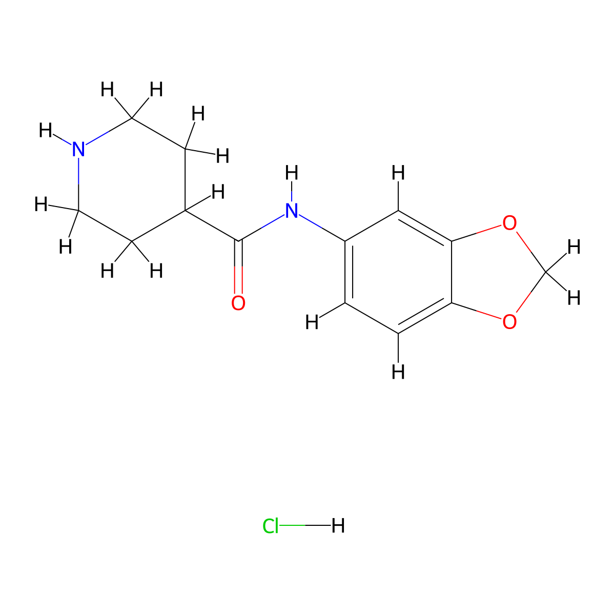 N-(2H-1,3-benzodioxol-5-yl)piperidine-4-carboxamide hydrochloride molecular structure, CAS 1052550-00-1