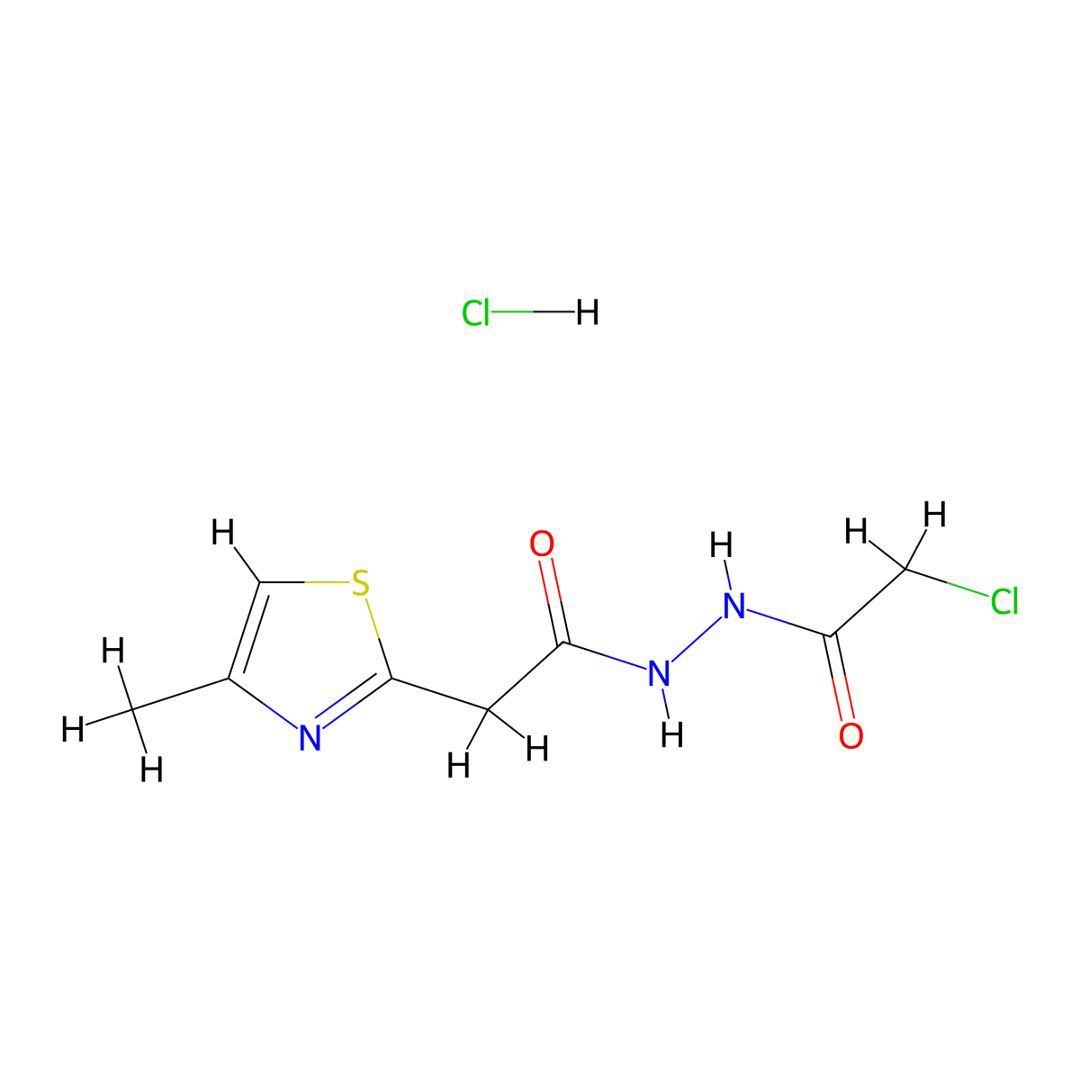 N'-(2-chloroacetyl)-2-(4-methyl-1,3-thiazol-2-yl)acetohydrazide hydrochloride molecular structure, CAS 1052550-07-8