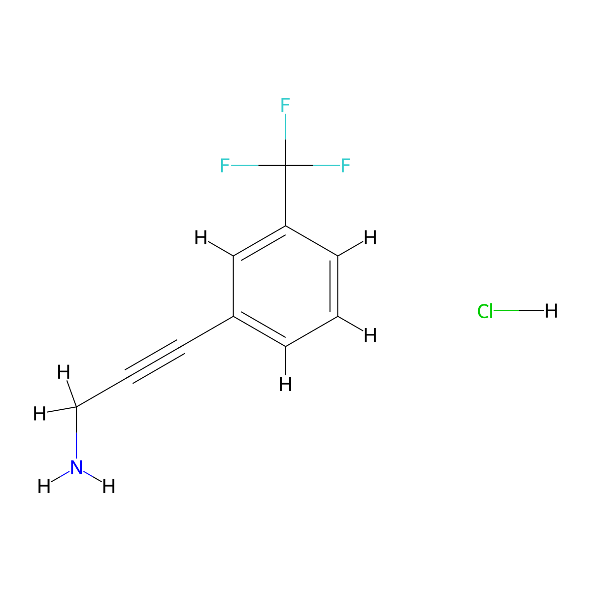 3-[3-(Trifluoromethyl)phenyl]prop-2-yn-1-amine hydrochloride molecular structure, CAS 1052550-23-8