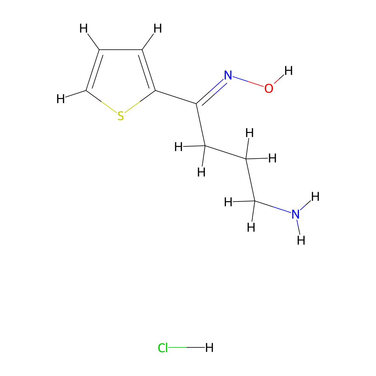 (E)-N-[4-amino-1-(thiophen-2-yl)butylidene]hydroxylamine hydrochloride molecular structure, CAS 1052550-24-9