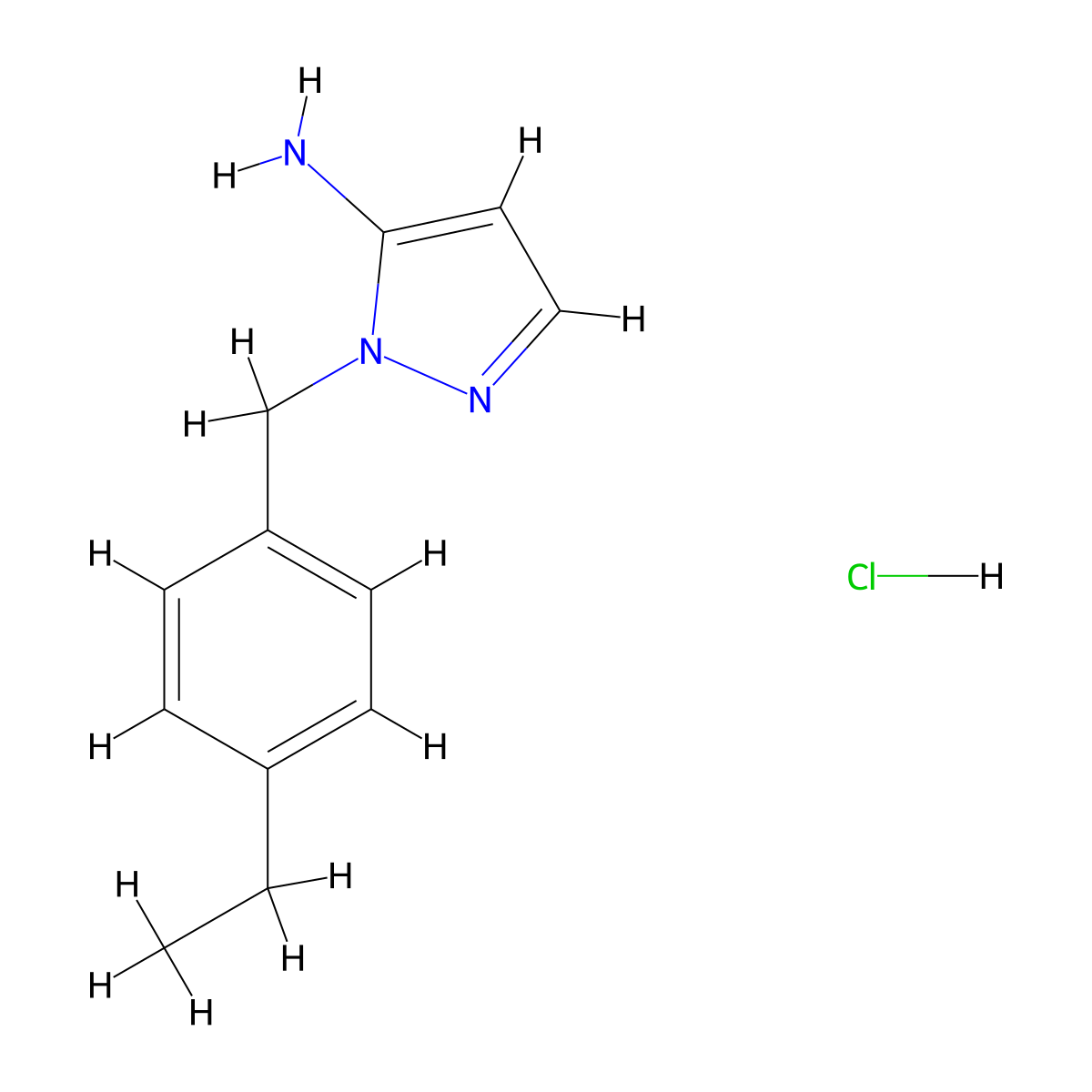 1-[(4-ethylphenyl)methyl]-1H-pyrazol-5-amine hydrochloride molecular structure, CAS 1052550-25-0