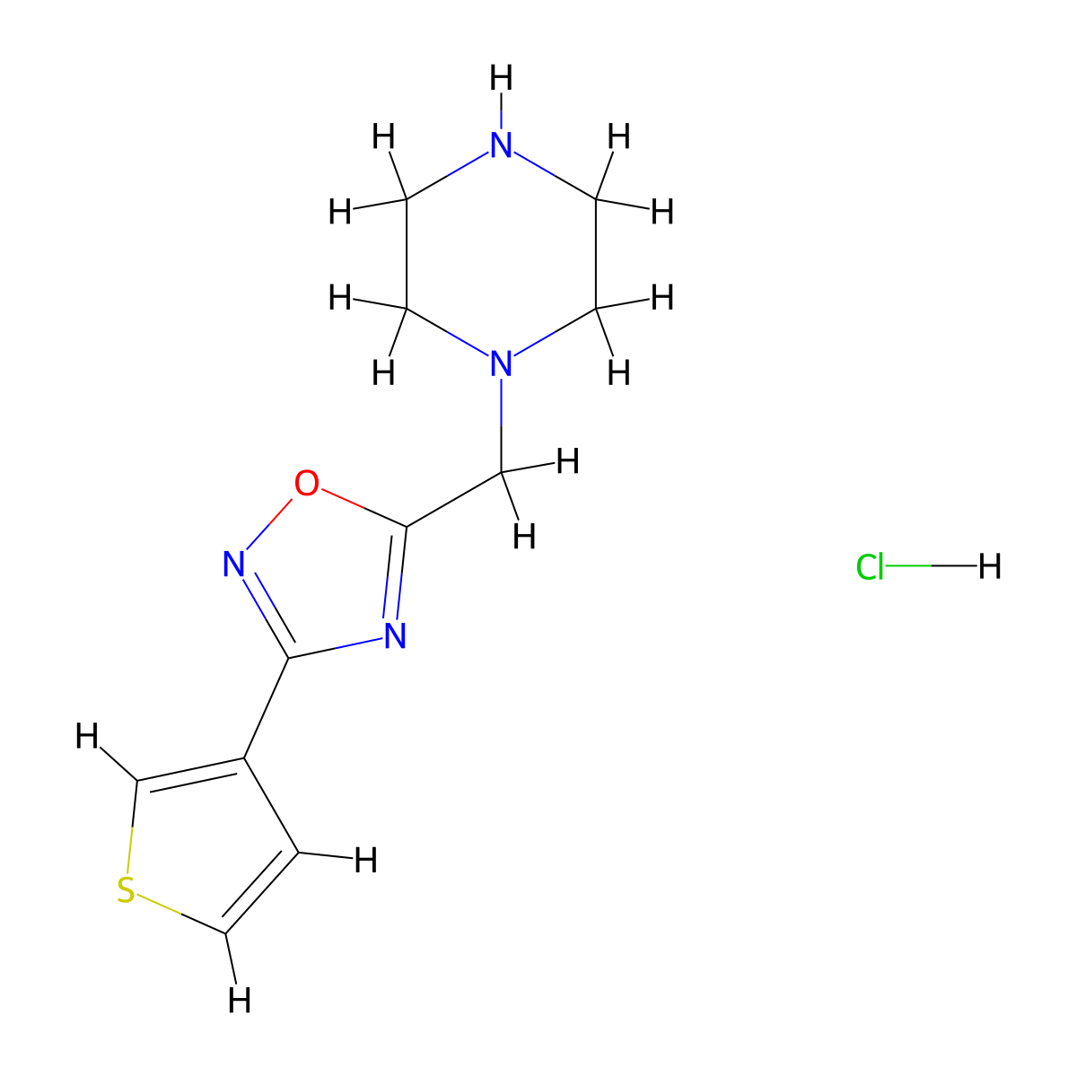 1-{[3-(Thiophen-3-yl)-1,2,4-oxadiazol-5-yl]methyl}piperazine hydrochloride molecular structure, CAS 1052550-57-8