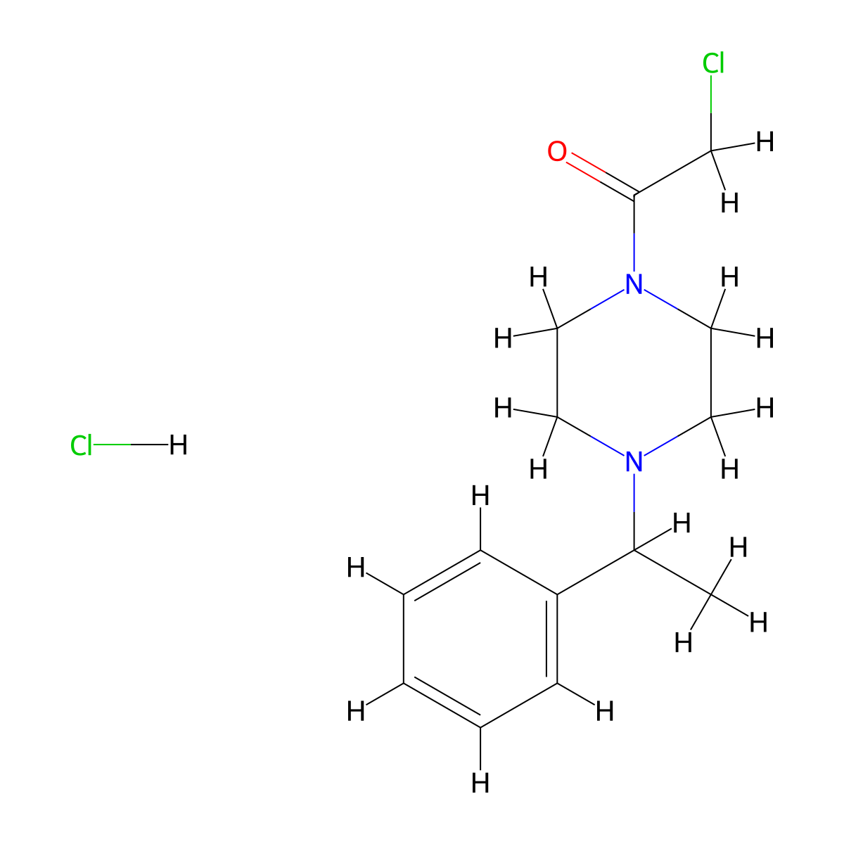 2-Chloro-1-[4-(1-phenylethyl)piperazin-1-yl]ethan-1-one hydrochloride molecular structure, CAS 1052550-94-3