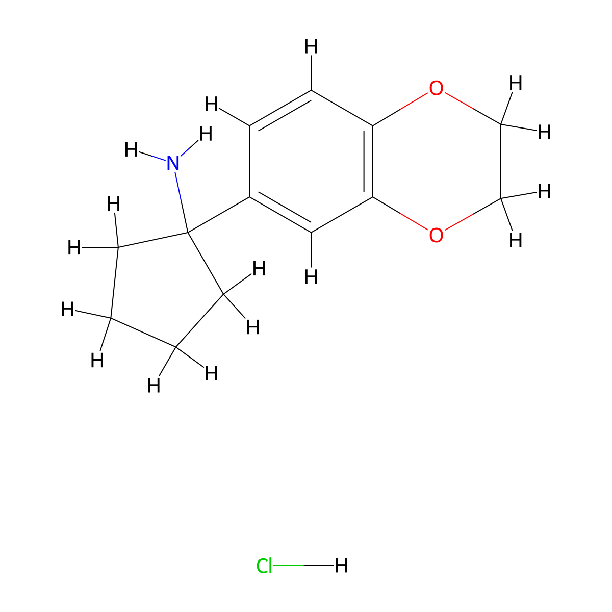 1-(2,3-Dihydro-1,4-benzodioxin-6-yl)cyclopentan-1-amine hydrochloride molecular structure, CAS 1052550-95-4