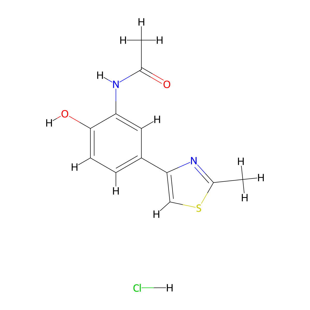 N-[2-hydroxy-5-(2-methyl-1,3-thiazol-4-yl)phenyl]acetamide hydrochloride molecular structure, CAS 1052550-99-8