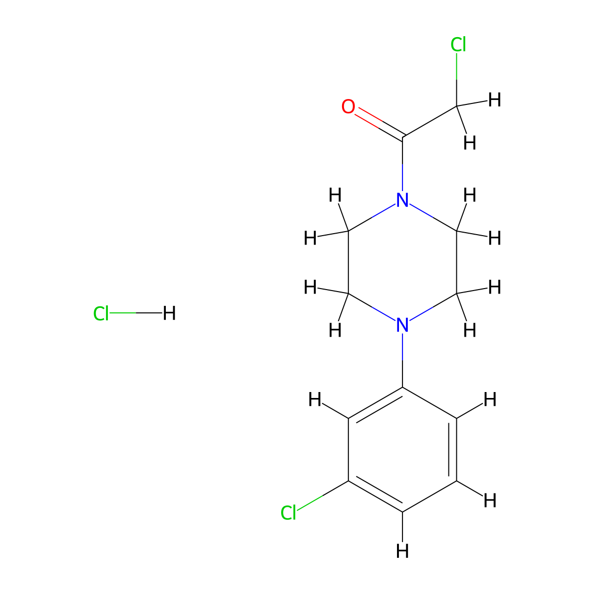 2-Chloro-1-[4-(3-chlorophenyl)piperazin-1-yl]ethan-1-one hydrochloride molecular structure, CAS 1052551-03-7