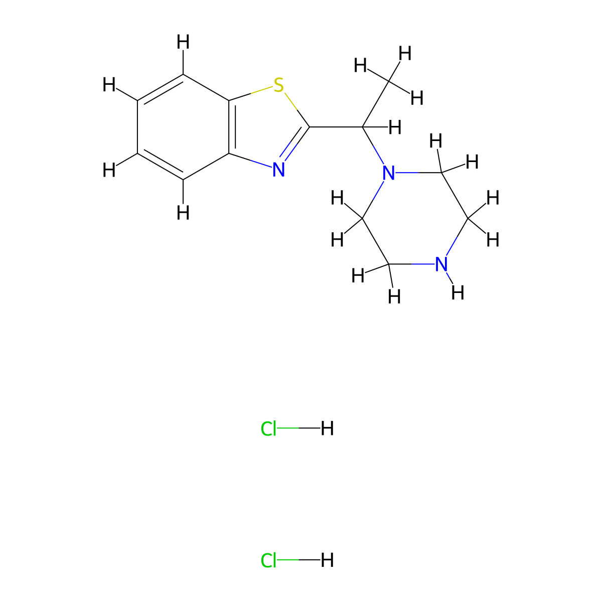 2-[1-(Piperazin-1-yl)ethyl]-1,3-benzothiazole dihydrochloride molecular structure, CAS 1052551-34-4