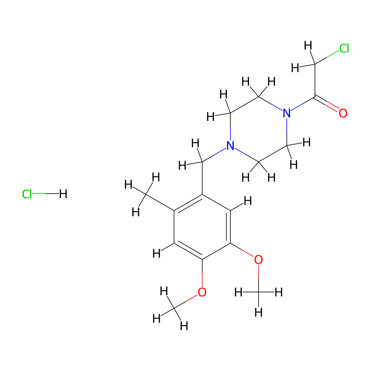 2-Chloro-1-{4-[(4,5-dimethoxy-2-methylphenyl)methyl]piperazin-1-yl}ethan-1-one hydrochloride molecular structure, CAS 1052551-75-3