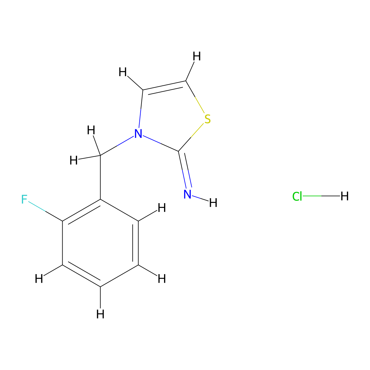 3-[(2-Fluorophenyl)methyl]-2,3-dihydro-1,3-thiazol-2-imine hydrochloride molecular structure, CAS 1052551-96-8