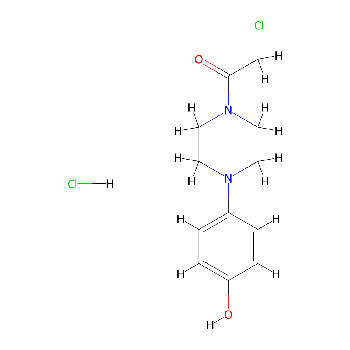2-Chloro-1-[4-(4-hydroxyphenyl)piperazin-1-yl]ethan-1-one hydrochloride molecular structure, CAS 1052552-03-0