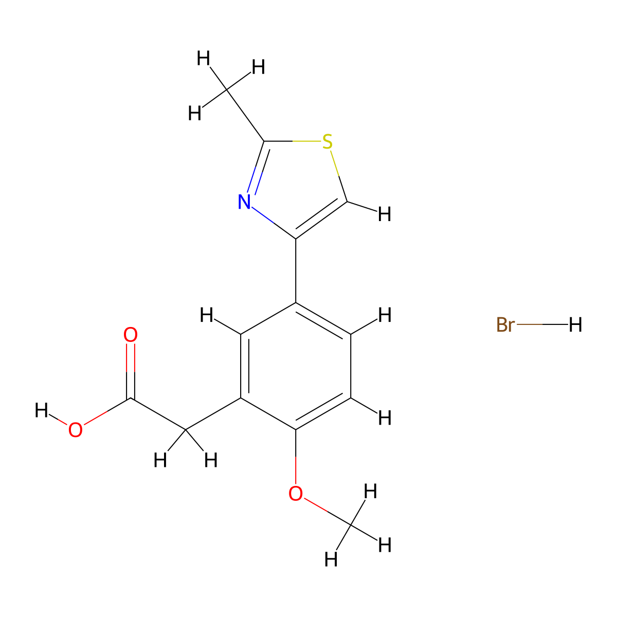 2-[2-Methoxy-5-(2-methyl-1,3-thiazol-4-yl)phenyl]acetic acid hydrobromide molecular structure, CAS 1052552-14-3