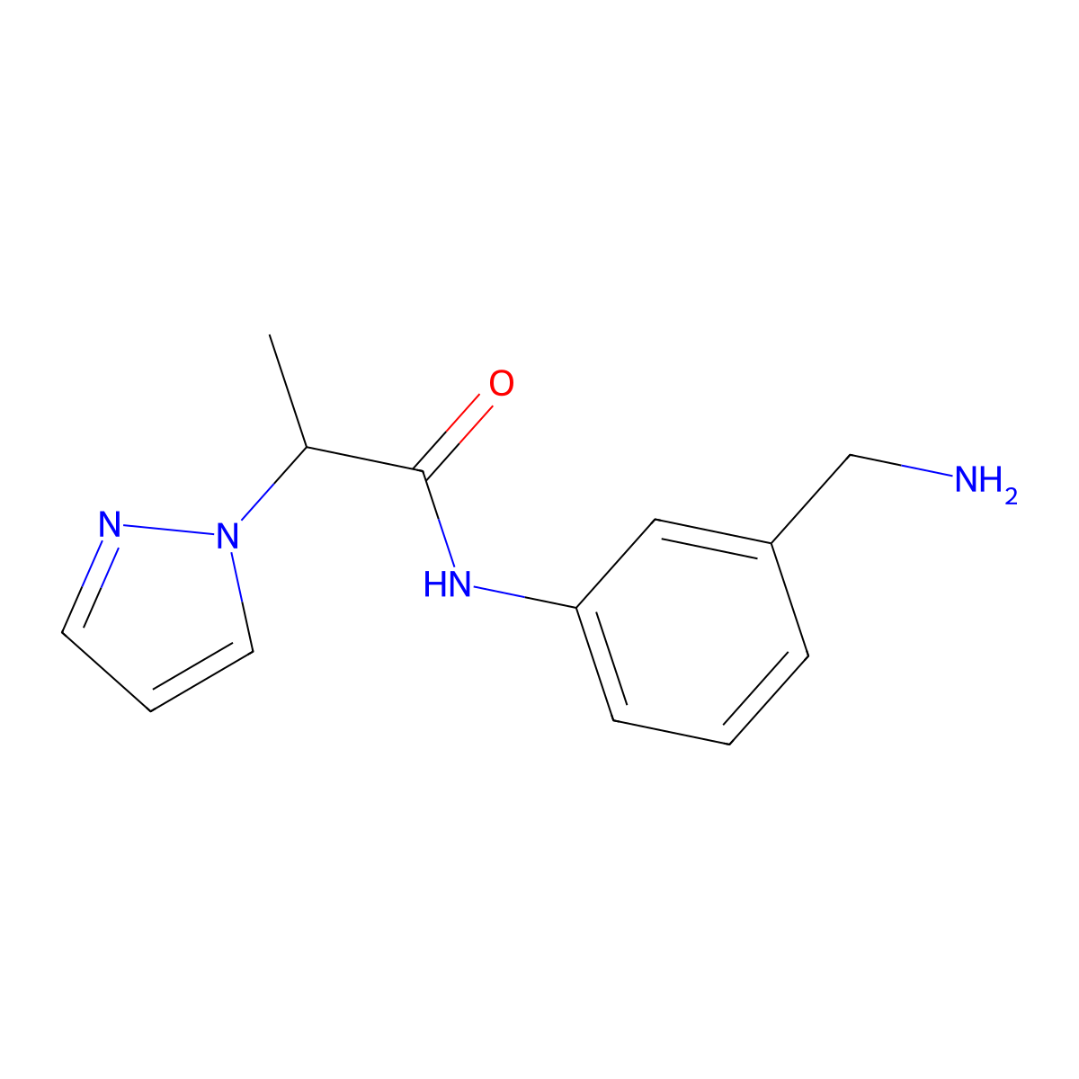 N-[3-(Aminomethyl)phenyl]-2-(1H-pyrazol-1-YL)propanamide molecular structure, CAS 1052552-33-6