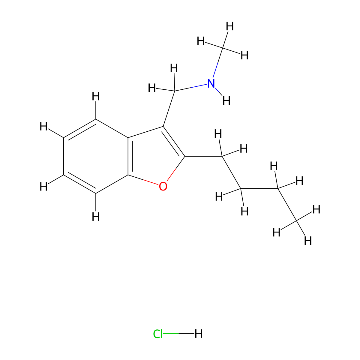 [(2-Butyl-1-benzofuran-3-yl)methyl](methyl)amine hydrochloride molecular structure, CAS 1052552-43-8