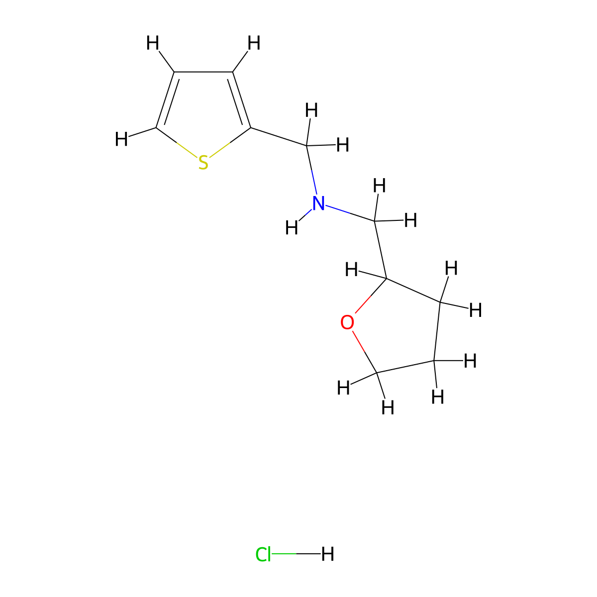 (Tetrahydro-furan-2-ylmethyl)-thiophen-2-ylmethyl-amine hydrochloride molecular structure, CAS 1052552-65-4