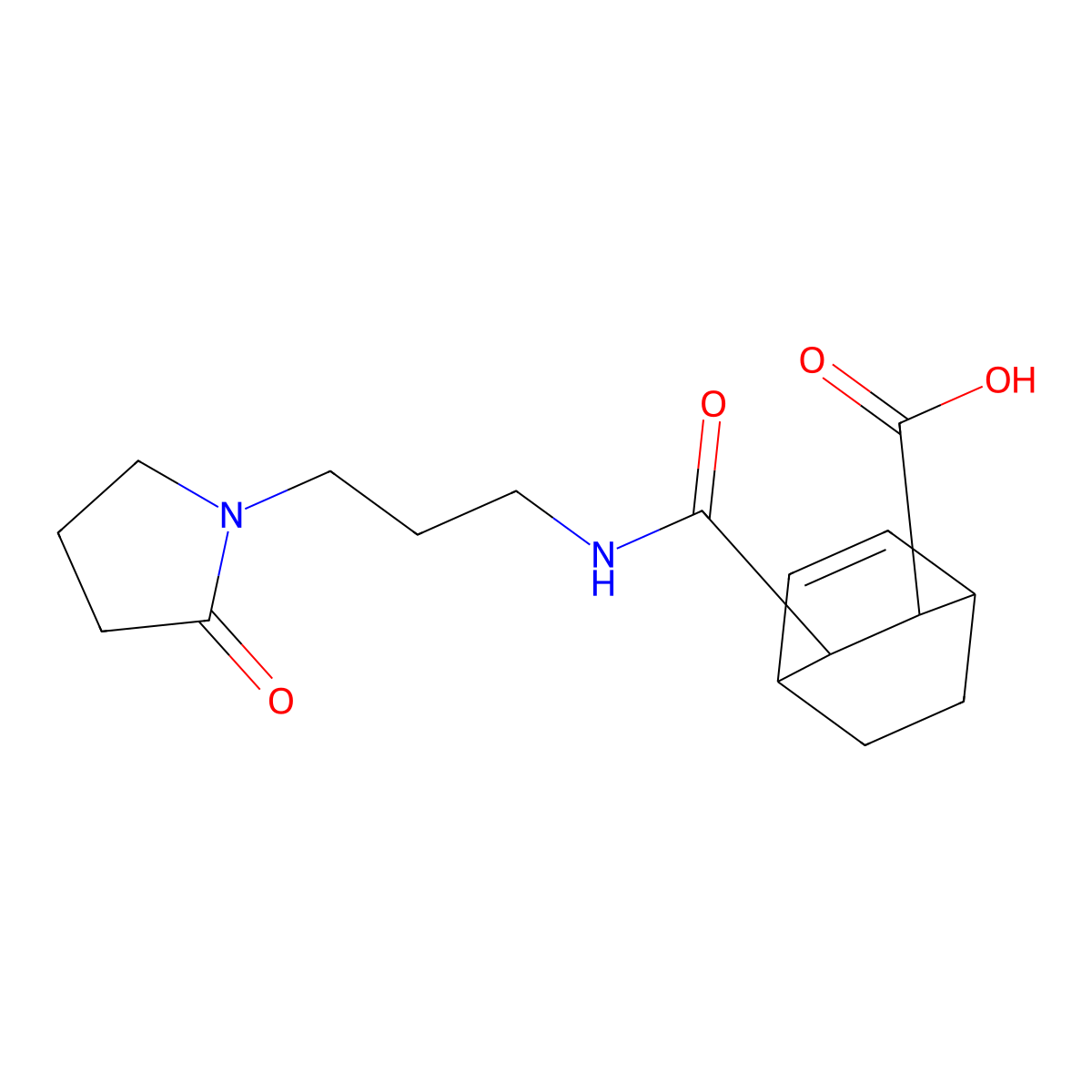 3-{[3-(2-Oxopyrrolidin-1-yl)propyl]carbamoyl}bicyclo[2.2.2]oct-5-ene-2-carboxylic acid molecular structure, CAS 1052552-75-6