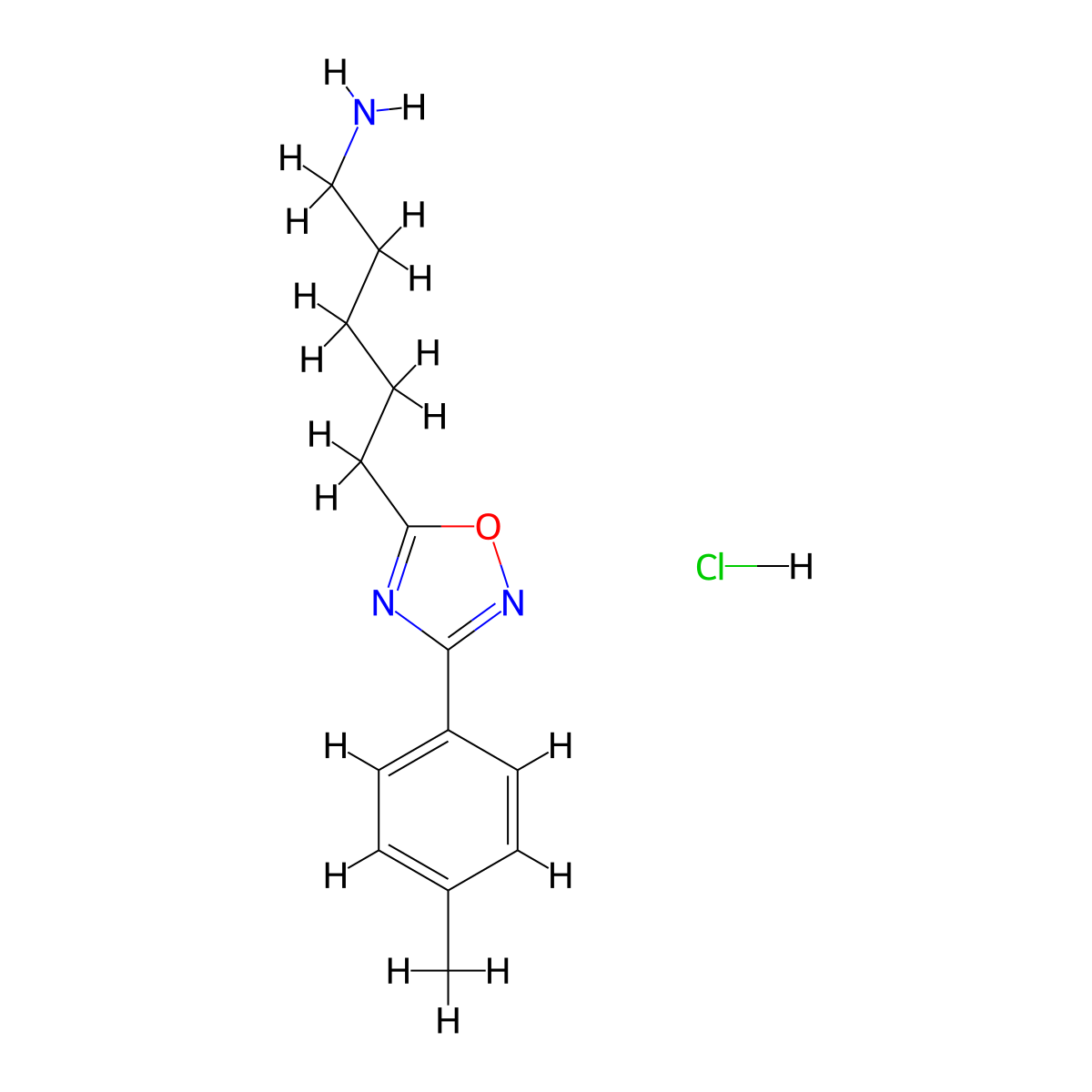 5-[3-(4-Methylphenyl)-1,2,4-oxadiazol-5-yl]pentan-1-amine hydrochloride molecular structure, CAS 1052552-95-0