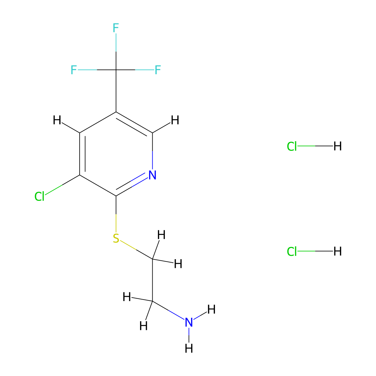 2-{[3-Chloro-5-(trifluoromethyl)pyridin-2-yl]sulfanyl}ethan-1-amine dihydrochloride molecular structure, CAS 1052552-97-2