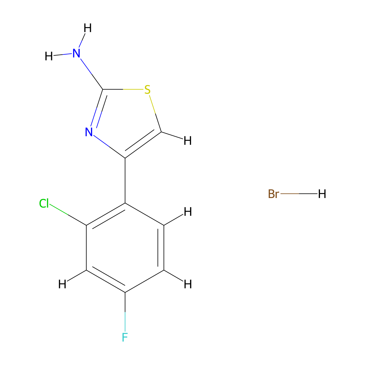 4-(2-Chloro-4-fluorophenyl)-1,3-thiazol-2-amine hydrobromide molecular structure, CAS 1052553-38-4