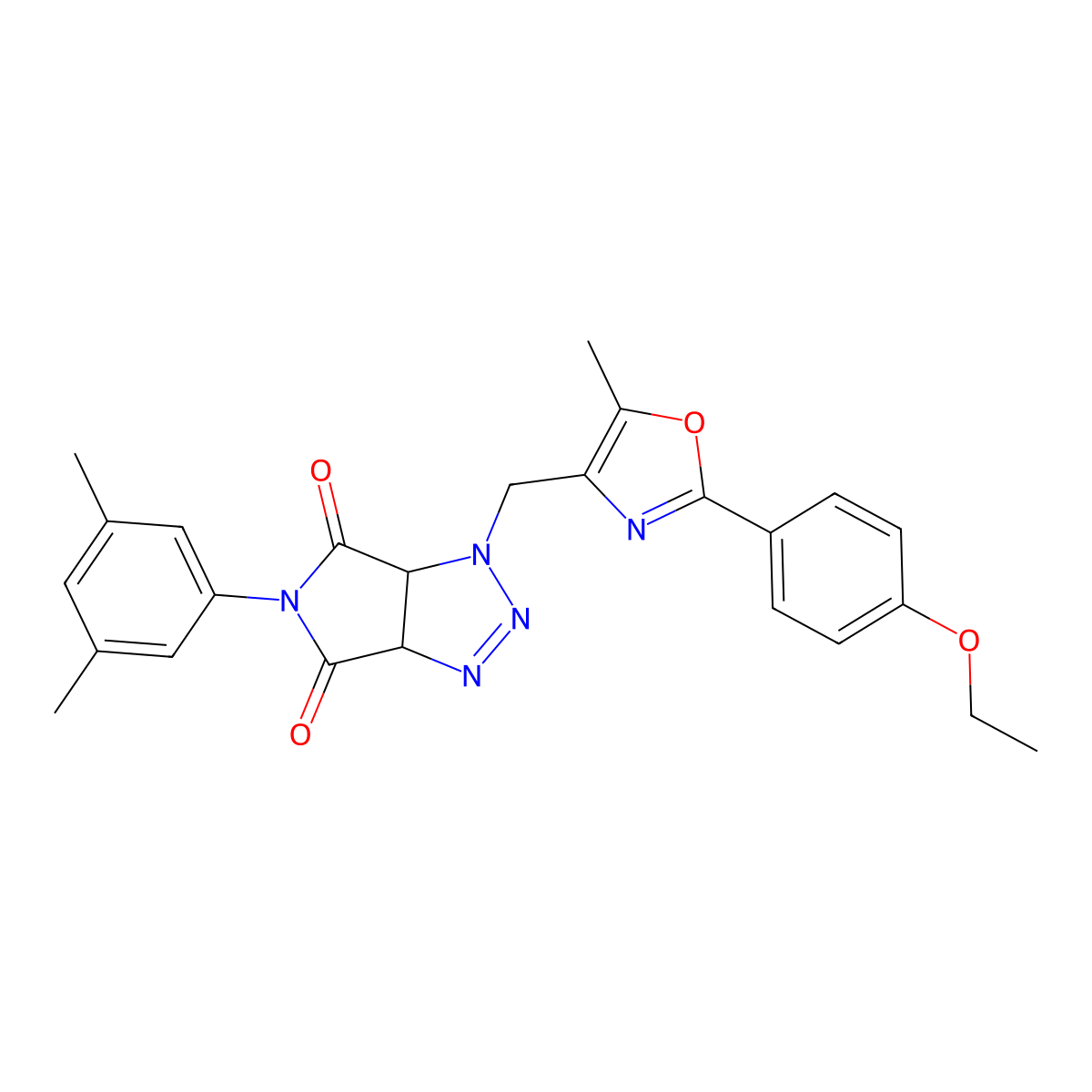 5-(3,5-dimethylphenyl)-1-((2-(4-ethoxyphenyl)-5-methyloxazol-4-yl)methyl)-1,6a-dihydropyrrolo[3,4-d][1,2,3]triazole-4,6(3aH,5H)-dione molecular structure, CAS 1052553-52-2