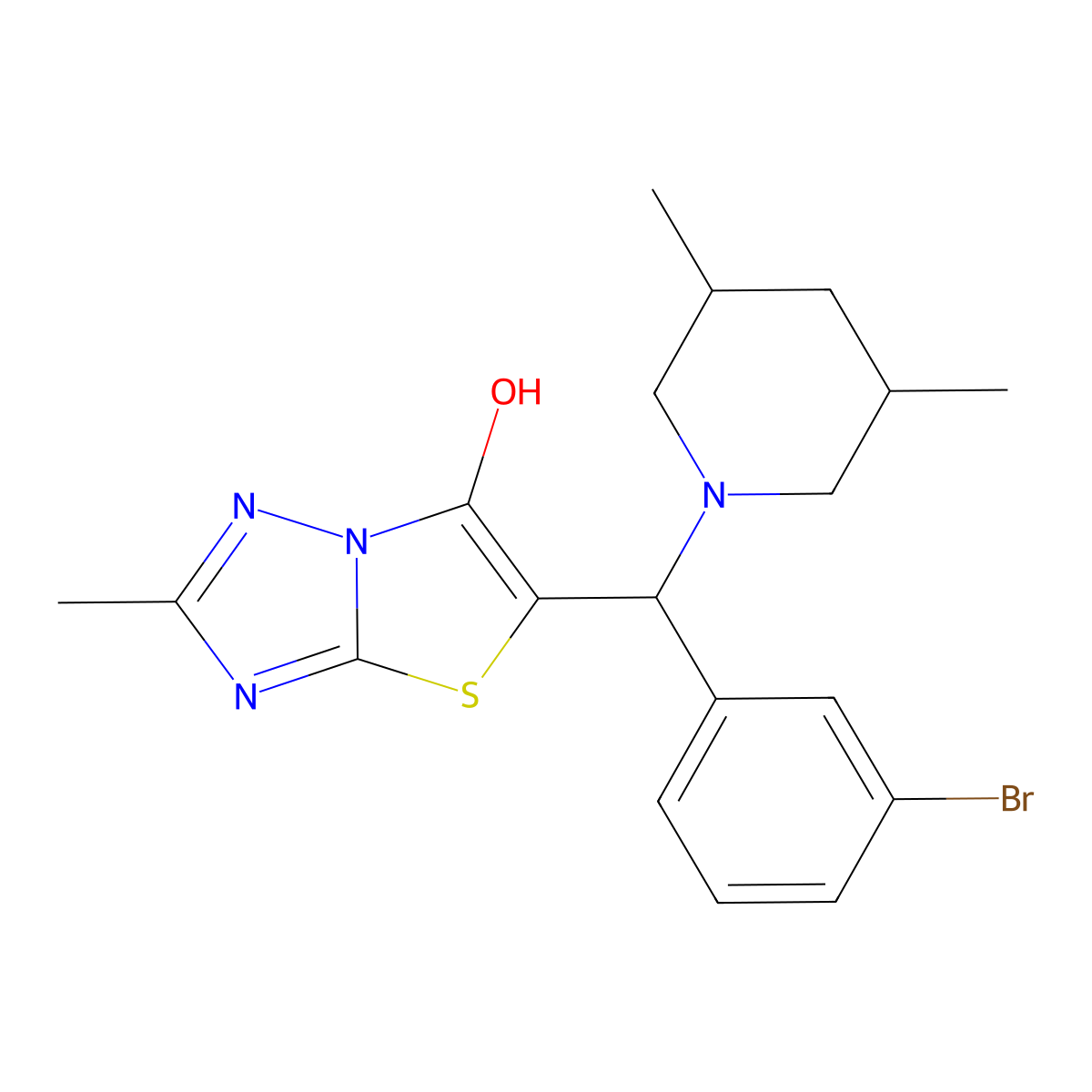 5-((3-Bromophenyl)(3,5-dimethylpiperidin-1-yl)methyl)-2-methylthiazolo[3,2-b][1,2,4]triazol-6-ol molecular structure, CAS 1052553-94-2