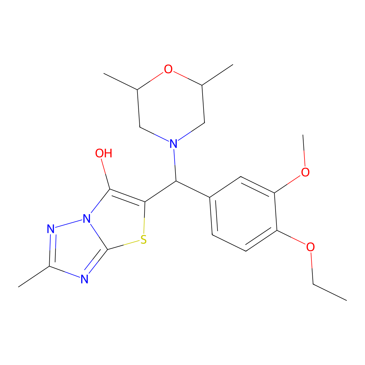 5-((2,6-Dimethylmorpholino)(4-ethoxy-3-methoxyphenyl)methyl)-2-methylthiazolo[3,2-b][1,2,4]triazol-6-ol molecular structure, CAS 1052554-37-6