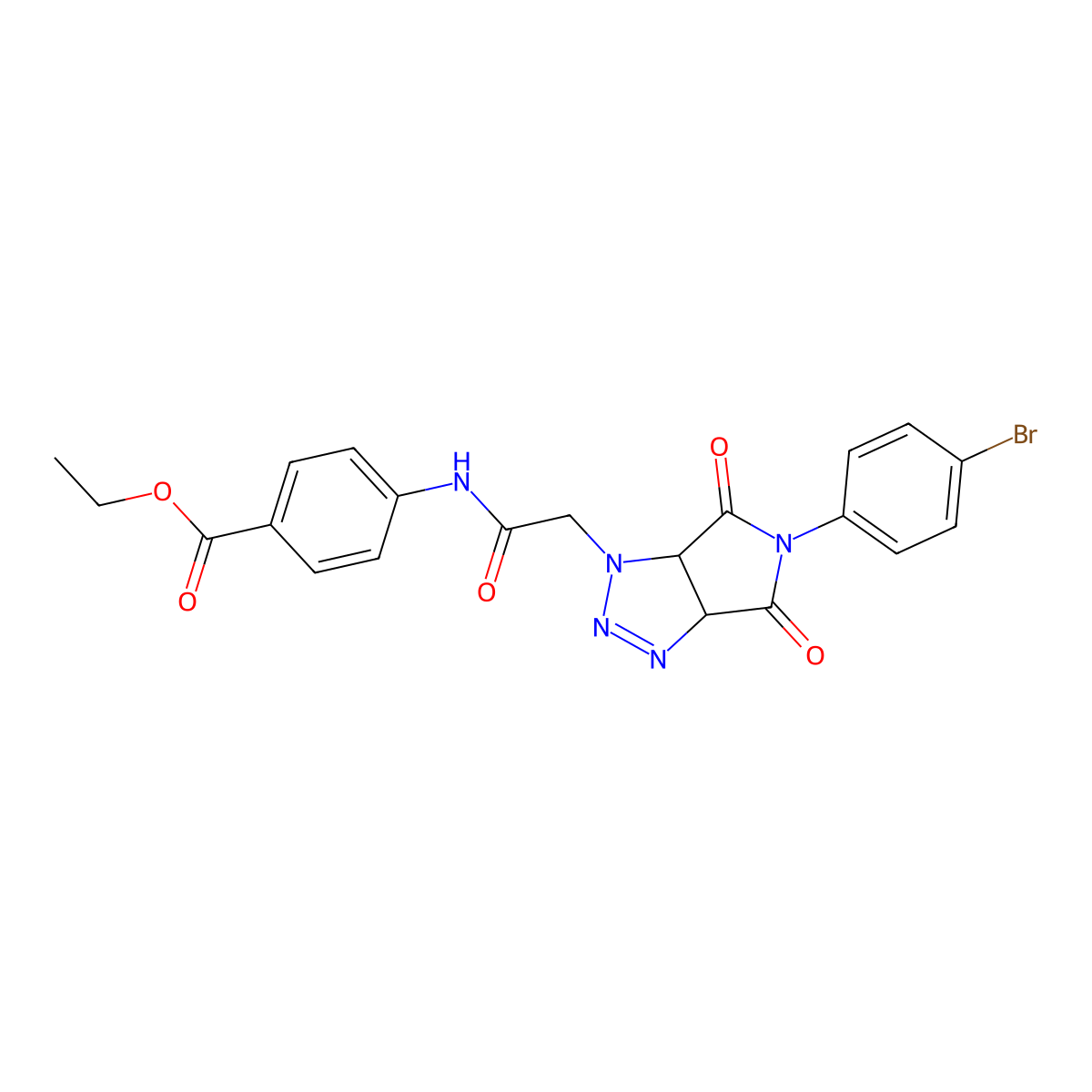 ethyl 4-{2-[5-(4-bromophenyl)-4,6-dioxo-1H,3aH,4H,5H,6H,6aH-pyrrolo[3,4-d][1,2,3]triazol-1-yl]acetamido}benzoate molecular structure, CAS 1052554-52-5
